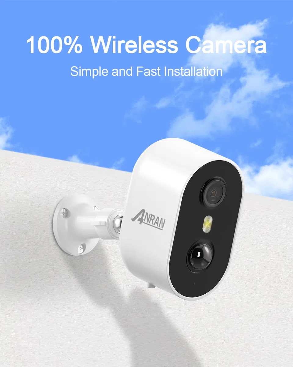 ANRAN Kamera monitoringowa 2K HD na zewnątrz, akumulatorowa, WiFi, 3 MP na baterie, kamera zewnętrzna z wykrywaniem ruchu PIR, Spotlight, noktowizorem, 2-drożne audio