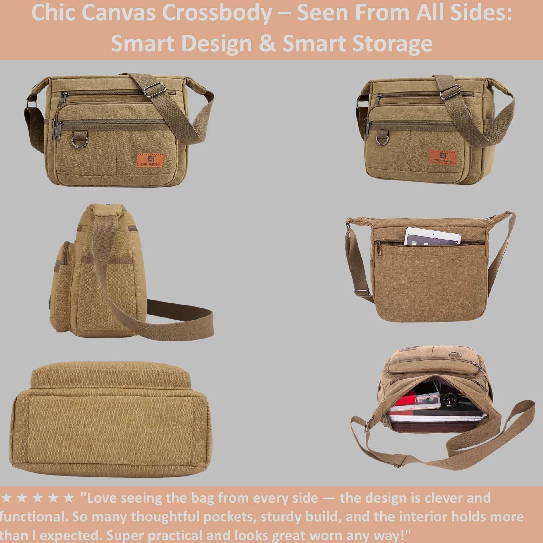Torba listonoszka Crossbody RFID z uchwytami na butelki, 13-calowa na laptopa, portfel wbudowany