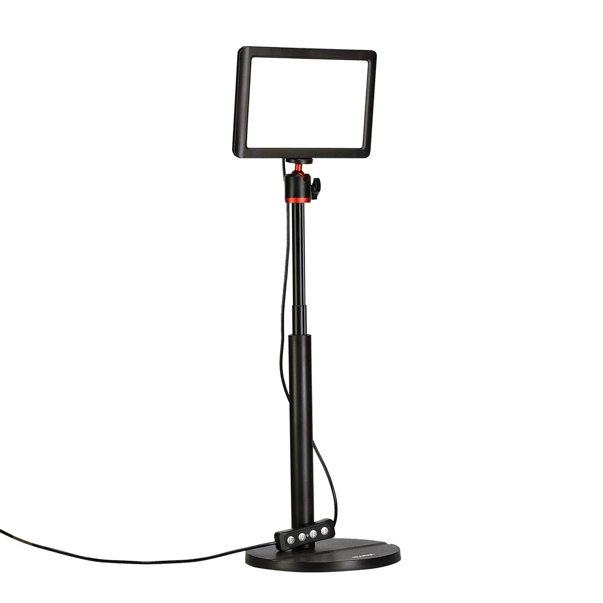 Rollei Lumis Key-Light, lampa wideo LED ze statywem stołowym z pilotem zdalnego sterowania na kablu do oświetlania streamów wideo i konferencji 28555 czarna