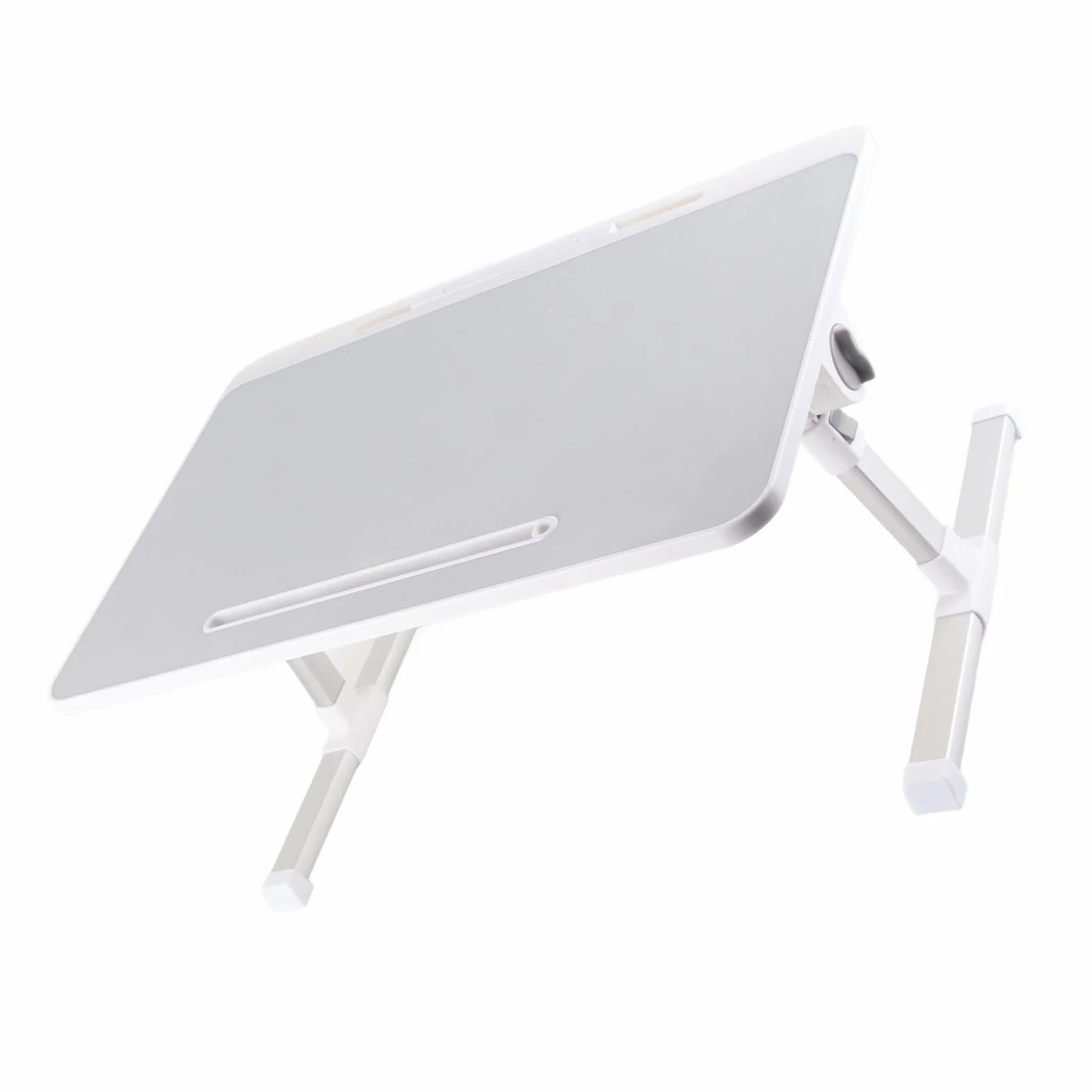 Regulowany, Składany Stolik Nocny na Laptopa ze Stopu Aluminium z Obrotowym Pulpitem, Przenośna Podstawka na Laptopa do Pisania, Pracy, Czytania w Pokoju Wieloosobowym, 23,6 X 15,7 Cala