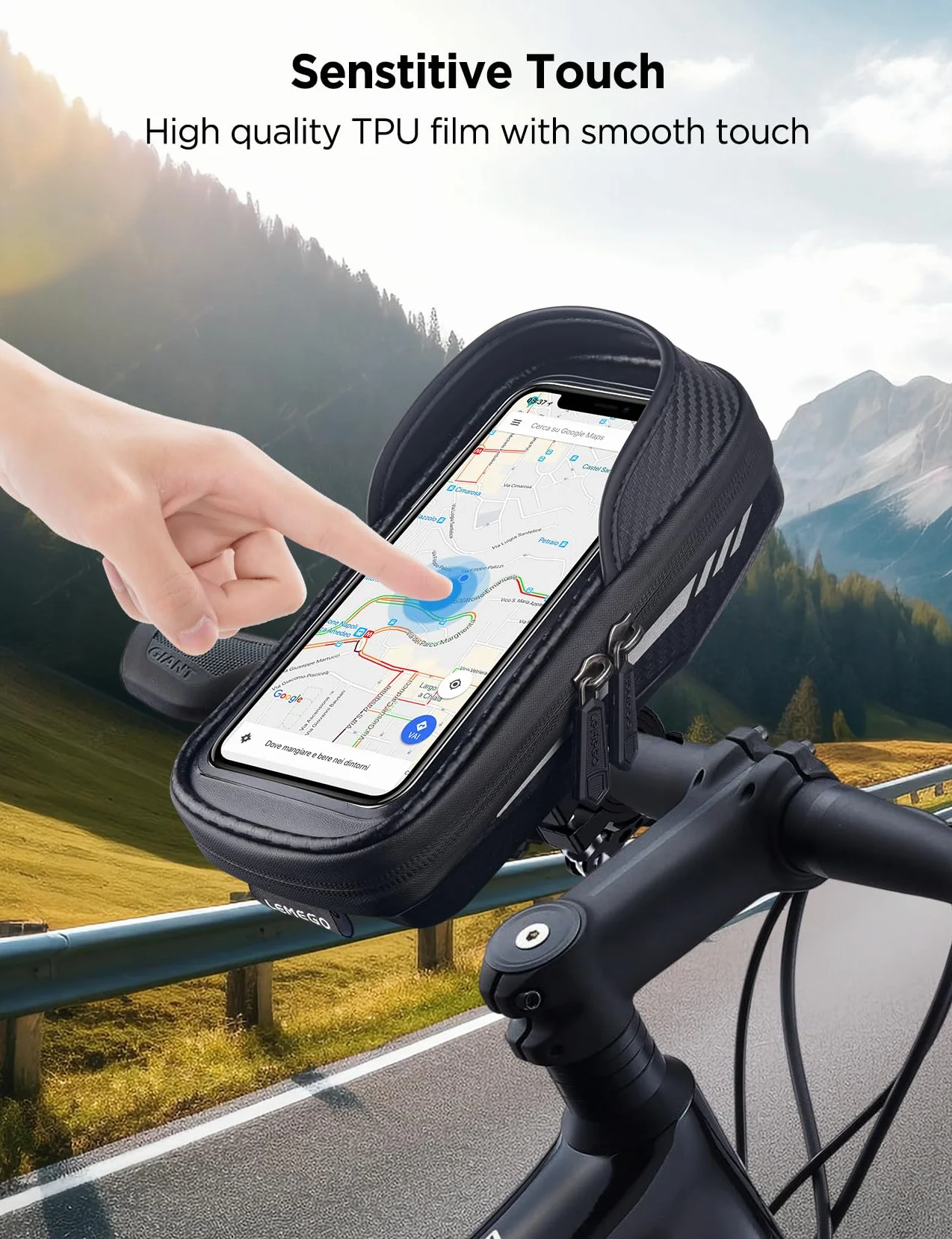 Rowerowy uchwyt na telefon komórkowy wodoodporny uchwyt na motocykl na telefon komórkowy obracany o 360° uchwyt na telefon komórkowy dla smartfona 4,7-7" z osłoną przeciwdeszczową torba na