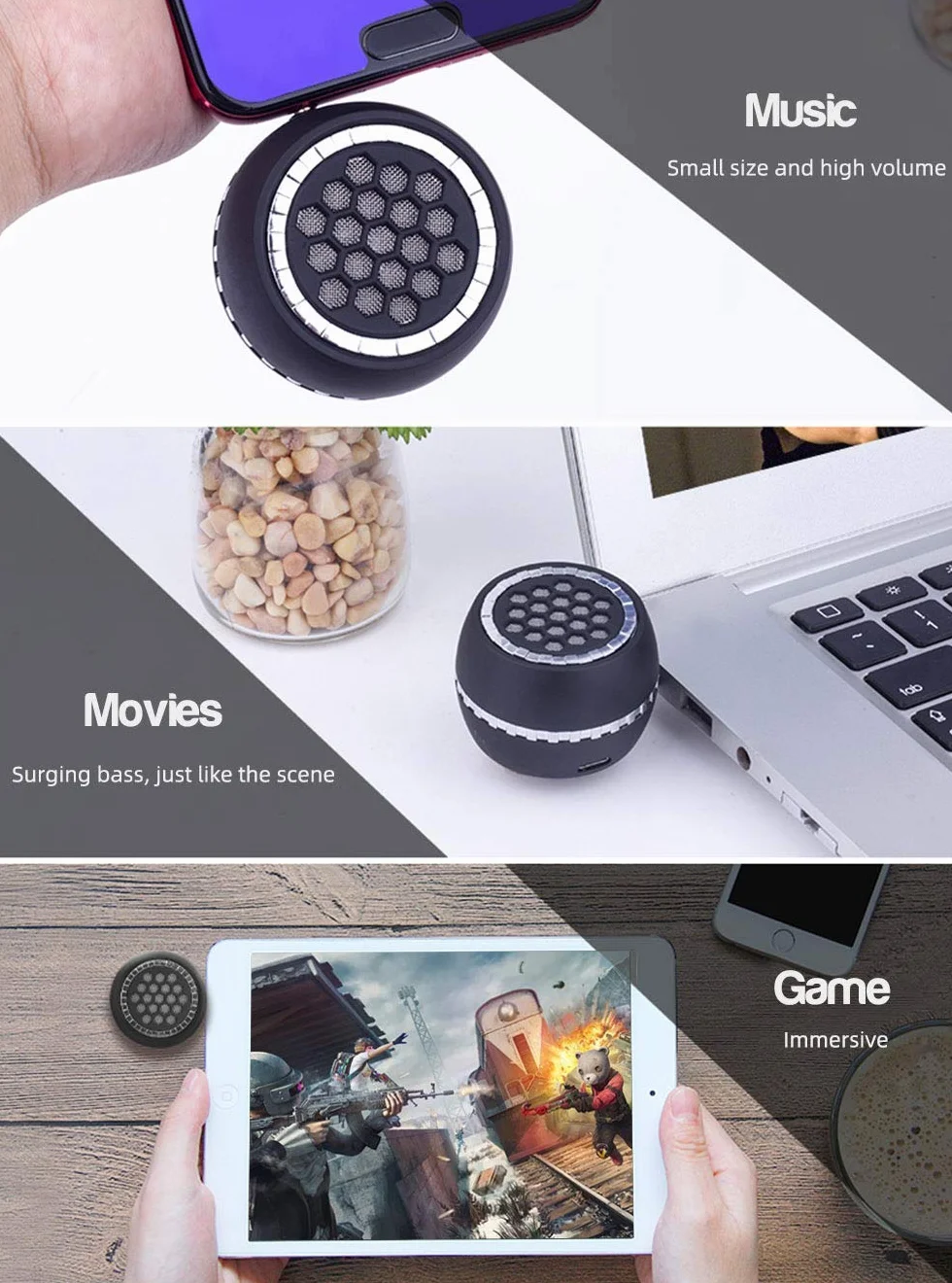 Mini przenośny głośnik, 3 W głośnik liniowy do telefonu komórkowego z interfejsem audio AUX 3,5 mm do smartfona/tabletu/komputera