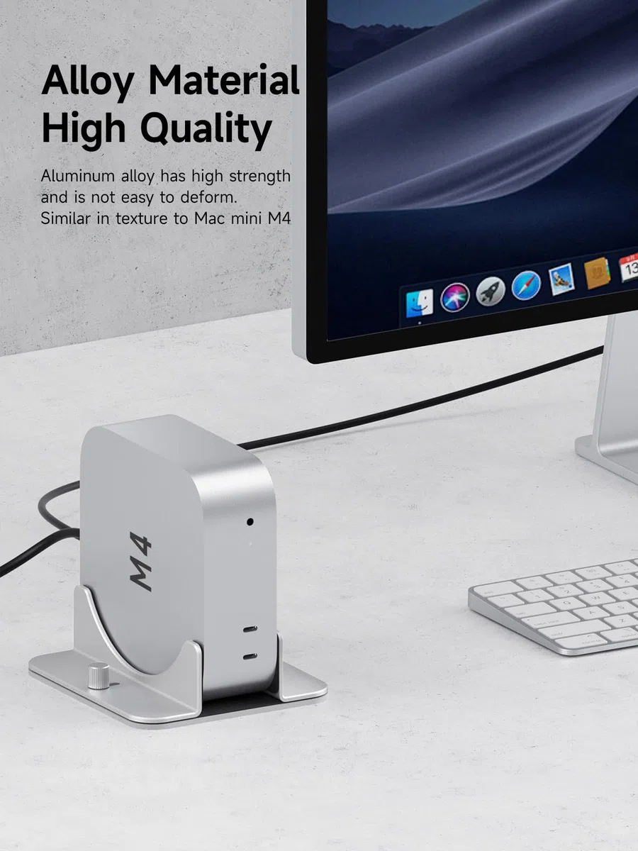 Hagibis Pionowy Stojak do Mac Mini M4, Aluminiowy Stop, Podstawka na Laptopa, Antypoślizgowy Uchwyt Komputerowy, Stojak na Biurko Kompatybilny z M4 Chip Mac Mini Pro