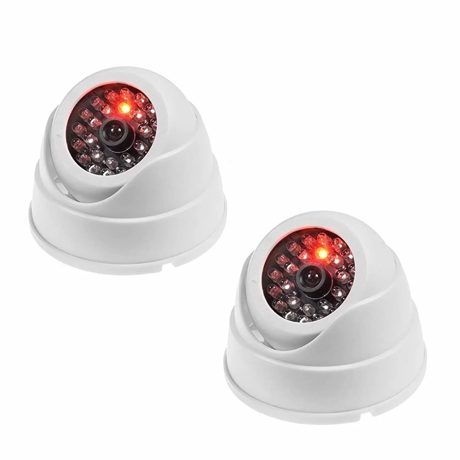 JZK 2 Dummy Fake Surveillance Security CCTV kamera kopułkowa z migającą diodą LED, prawdziwa imitacja dla bezpieczeństwa domowego, biała