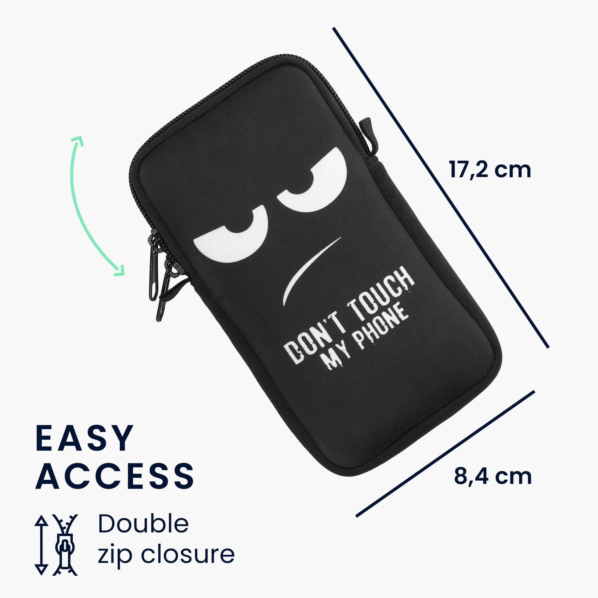 kwmobile Neoprenowa torba na telefon z wzorem XL - 6,7/17.3 cm - 17,2 x 8,4 cm uchwyt na pasek - Don't Touch My Phone biały/czarny