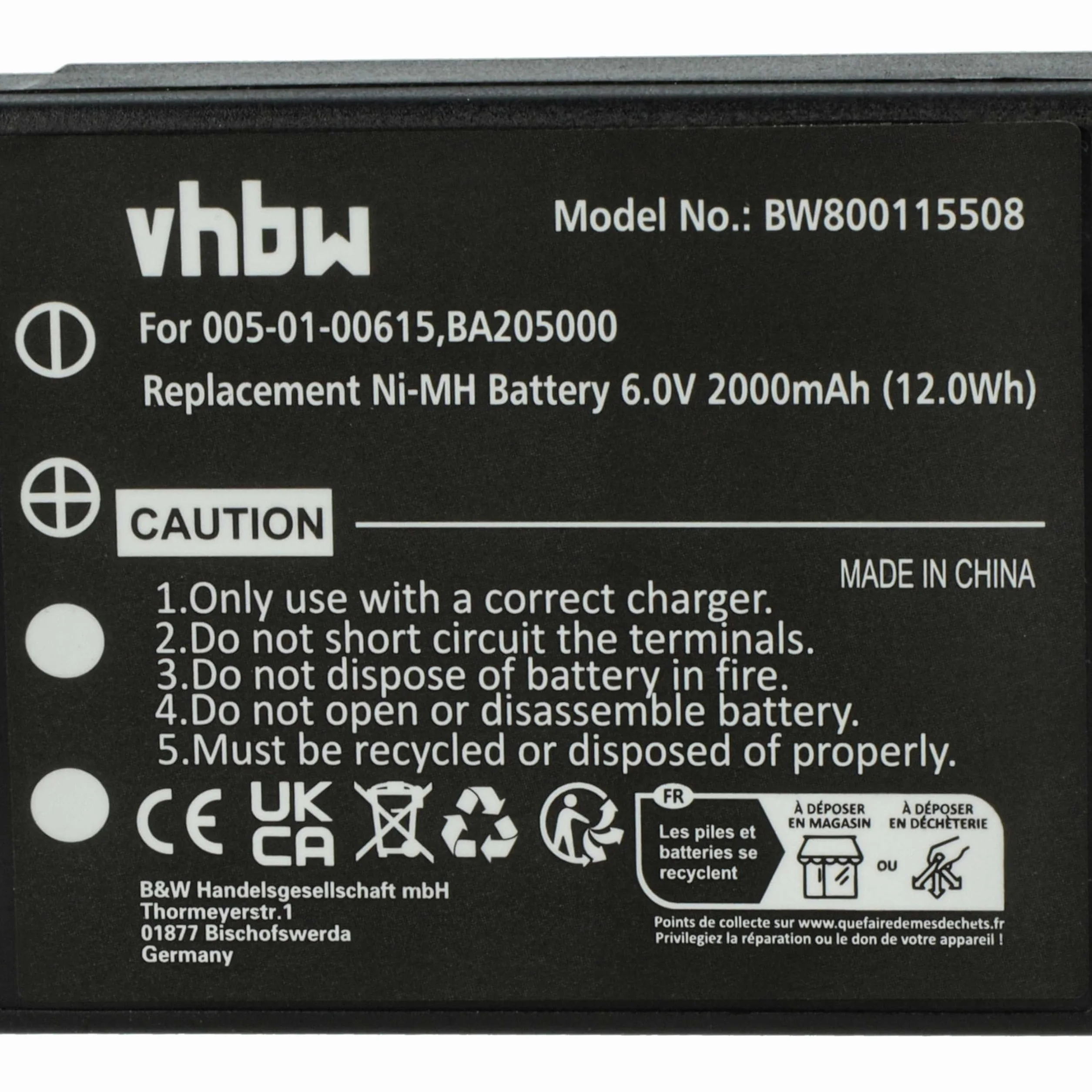 vhbw 5 x bateria zastępuje HBC BA225000, BA225001, BA209062, BA209061 do sterowania radiowego, pilot zdalnego sterowania (2000 mAh, 6V, NiMH) - czarny