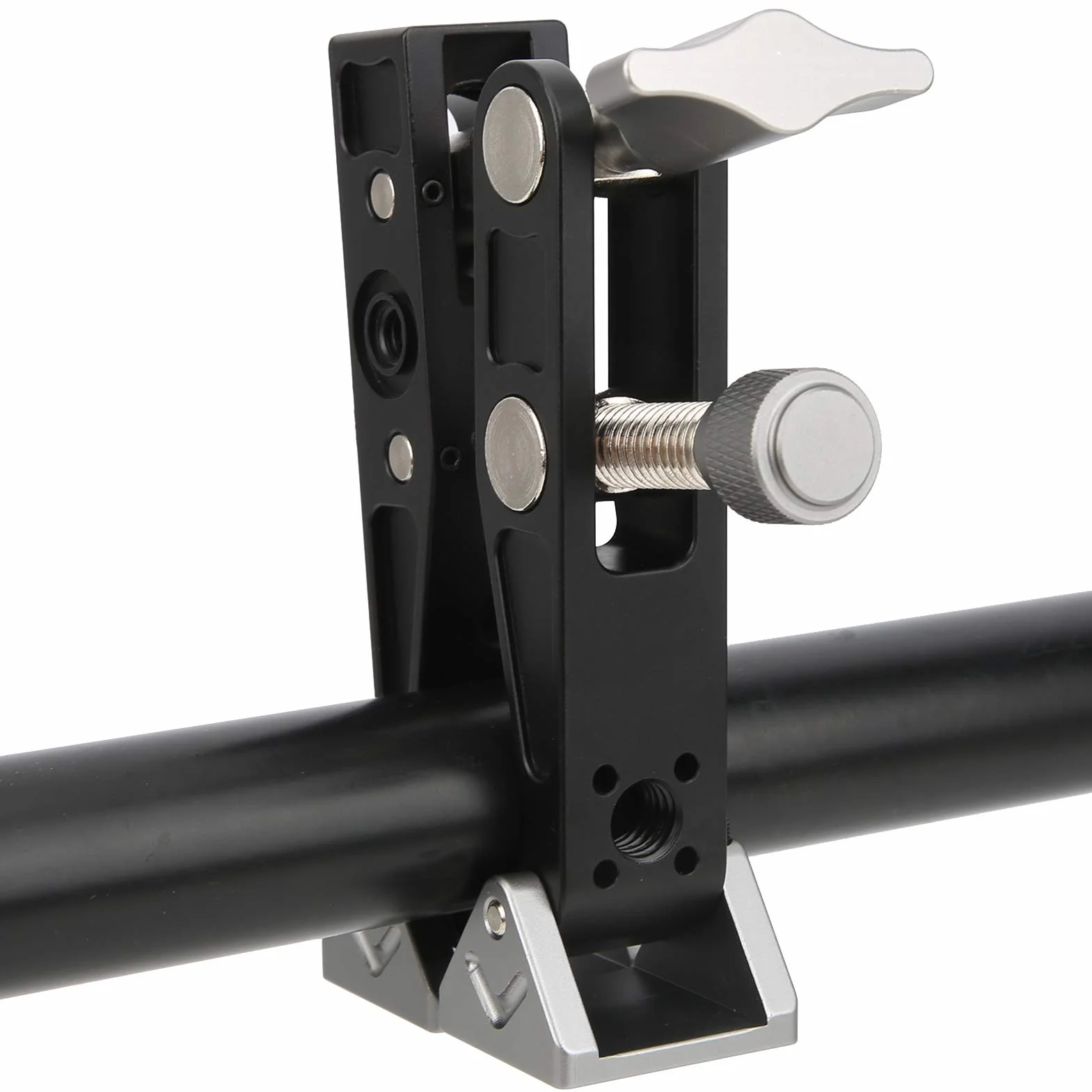 Crab Clamp Super Clamp do Montażu Wsporników Fotograficznych - Trwały Zacisk ze Stopu Aluminium do Balustrad i Stojaków Oświetleniowych, Kolor Czarny