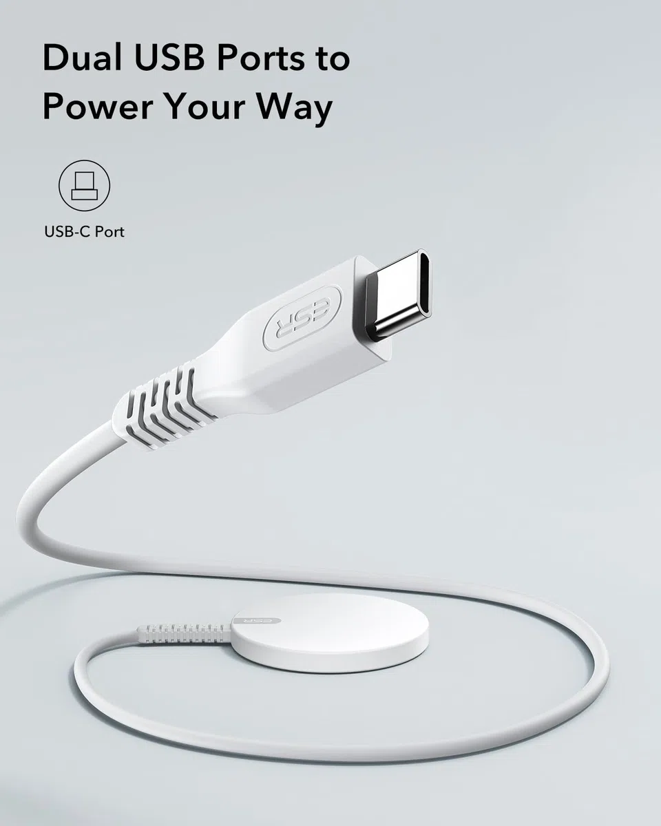 ESR Bezprzewodowa ładowarka do ładowarki MagSafe, ładowarka do telefonu, kompatybilna z iPhone 17/16/15/14/13/12, seria Galaxy S25, AirPods 4/3/AirPods Pro, mocna blokada magnetyczna, srebrna