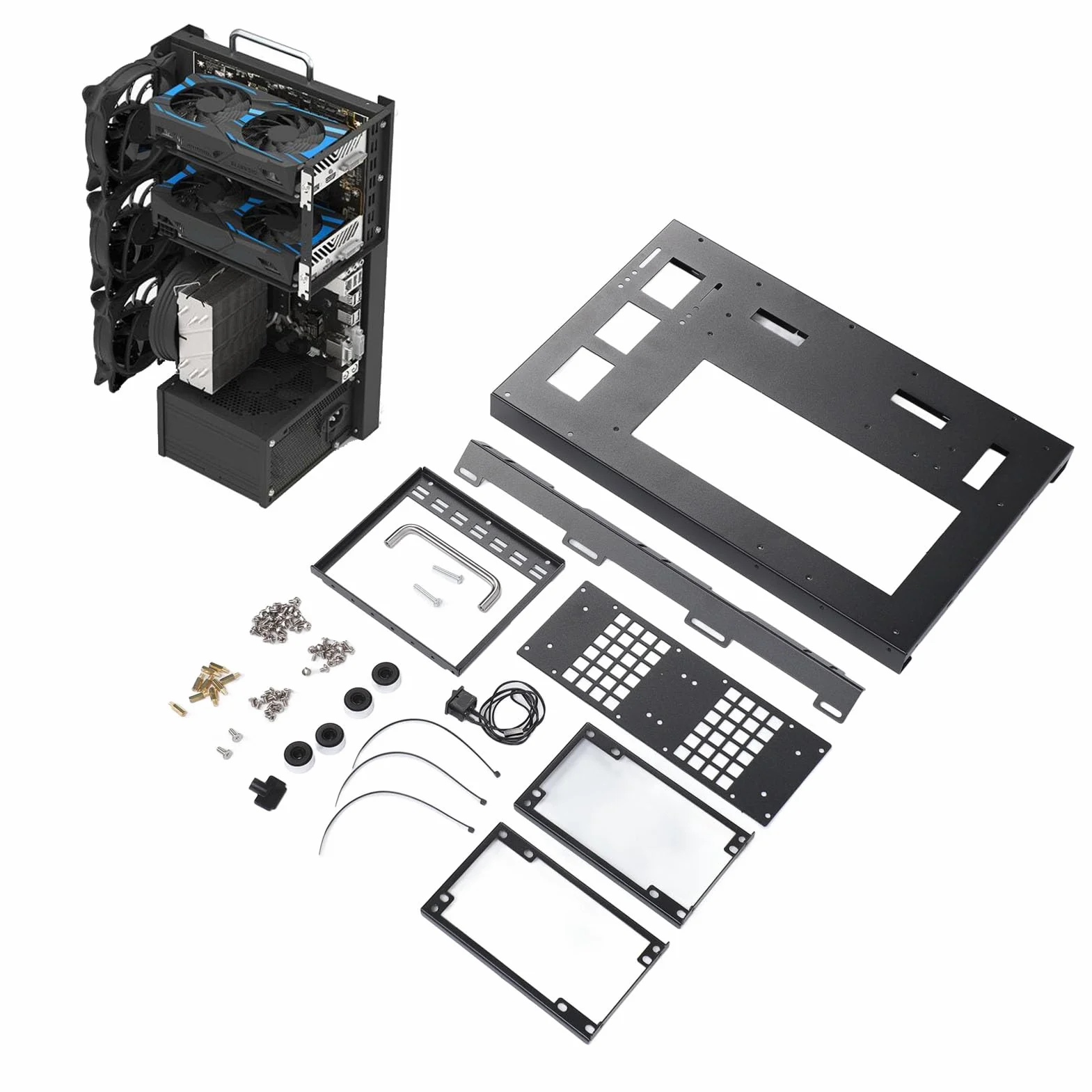 Stojak na płytę główną Komputera DIY, Płyta Stalowa ATX M ATX ITX Rama do Montażu na Otwartej Przestrzeni Wspornik z Uchwytem, Wydajne Chłodzenie DIY Obudowa Komputera PC