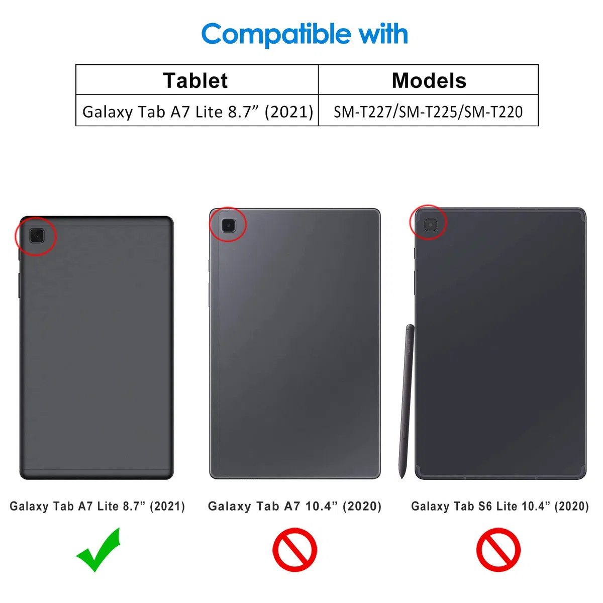 JETech Etui Ochronne dla Samsung Galaxy Tab A7 Lite 8,7", Czarne | Dla SM-T227/T225/T220 2021 Model, Cienka Dopasowana Ochrona, Lekka Konstrukcja, Automatyczne Wybudzanie/Uśpienie