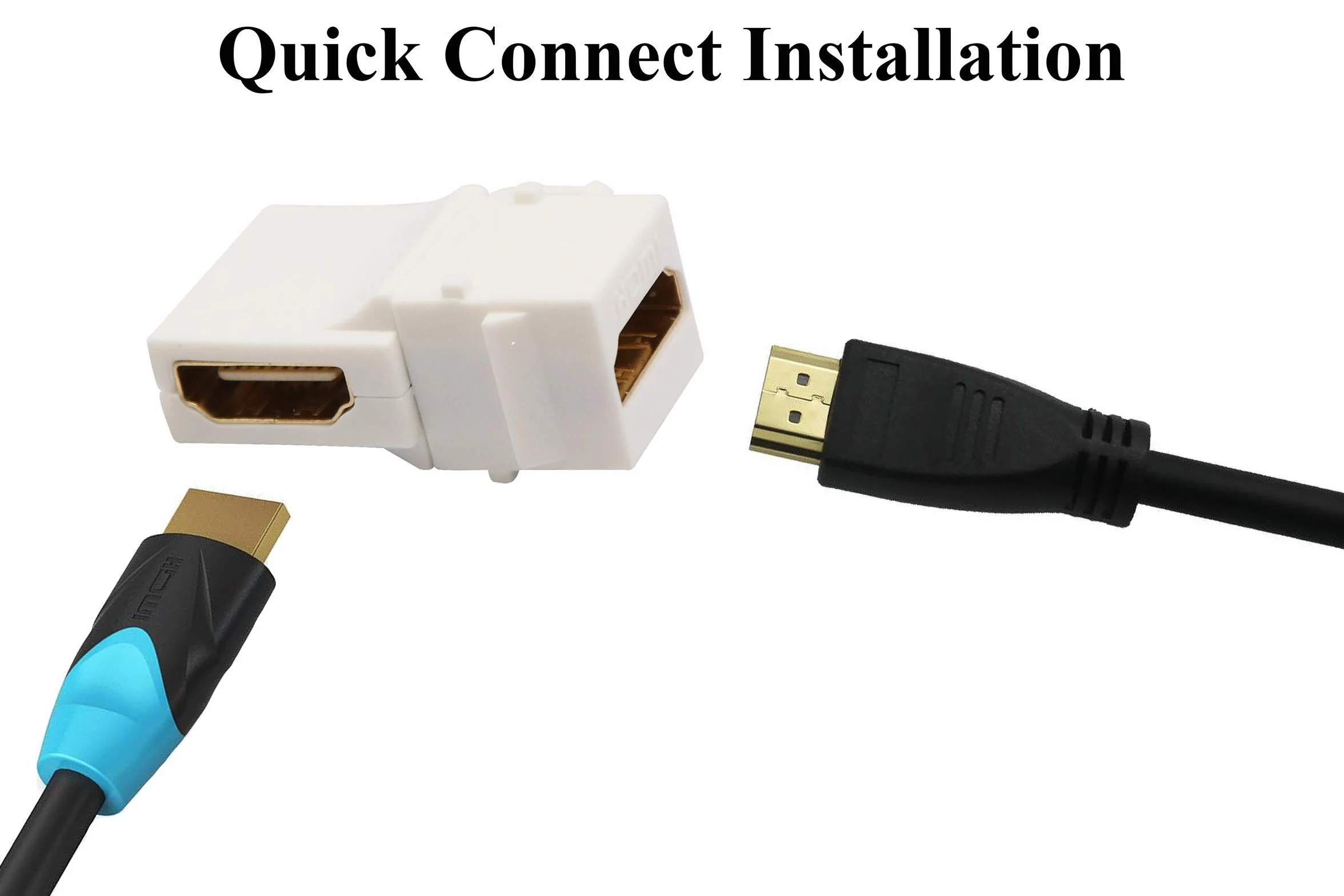 Adapter Keystone HDMI 90 stopni pozłacany kąt prosty HDMI żeński do żeńskiego Keystone Jack wkładka 3D 4K 60HZ adapter łącznika do płyty ściennej (biały/5 sztuk)