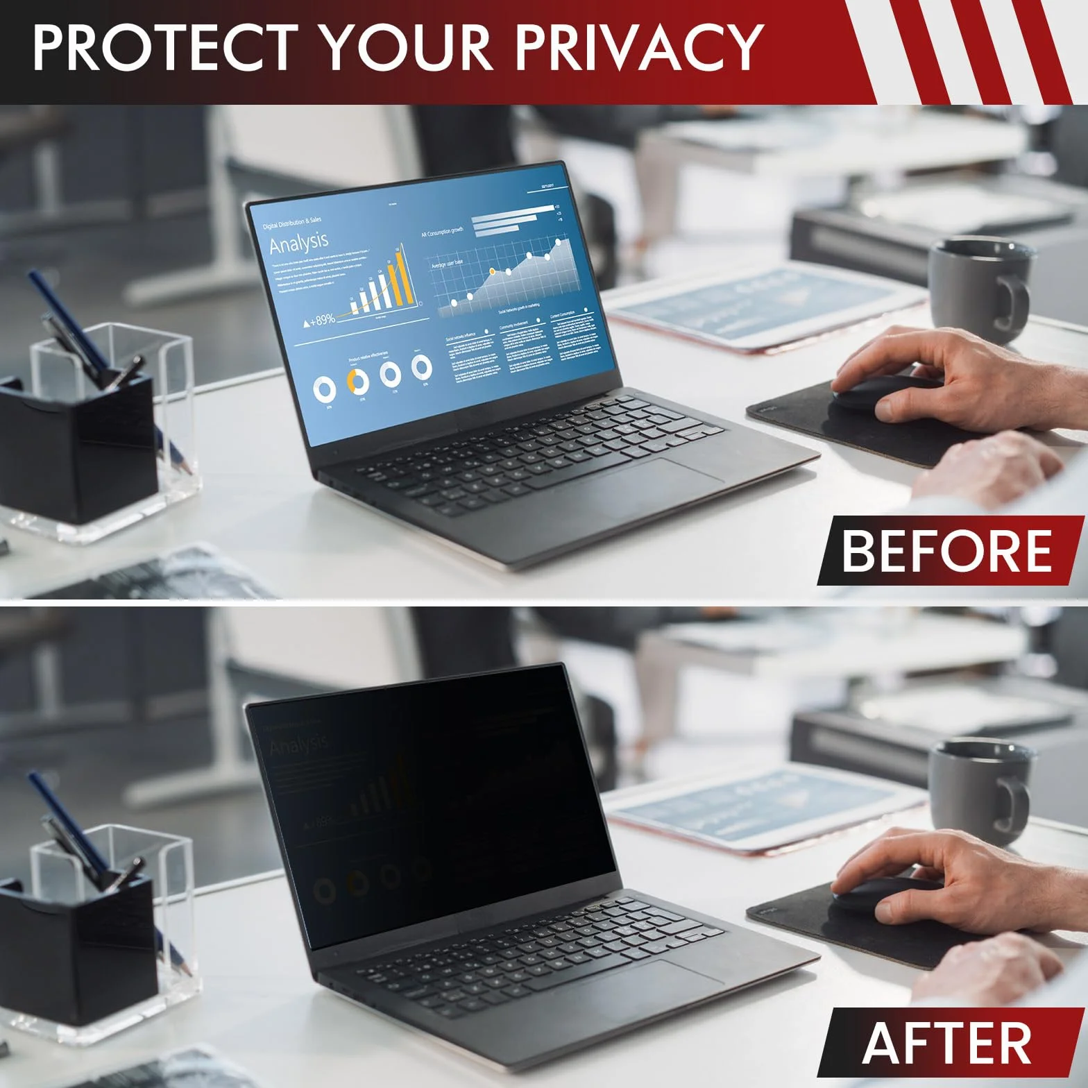 LAMA Filtr prywatyzujący do laptopa 14" ochrona przed wzrokiem UV niebieskie światło