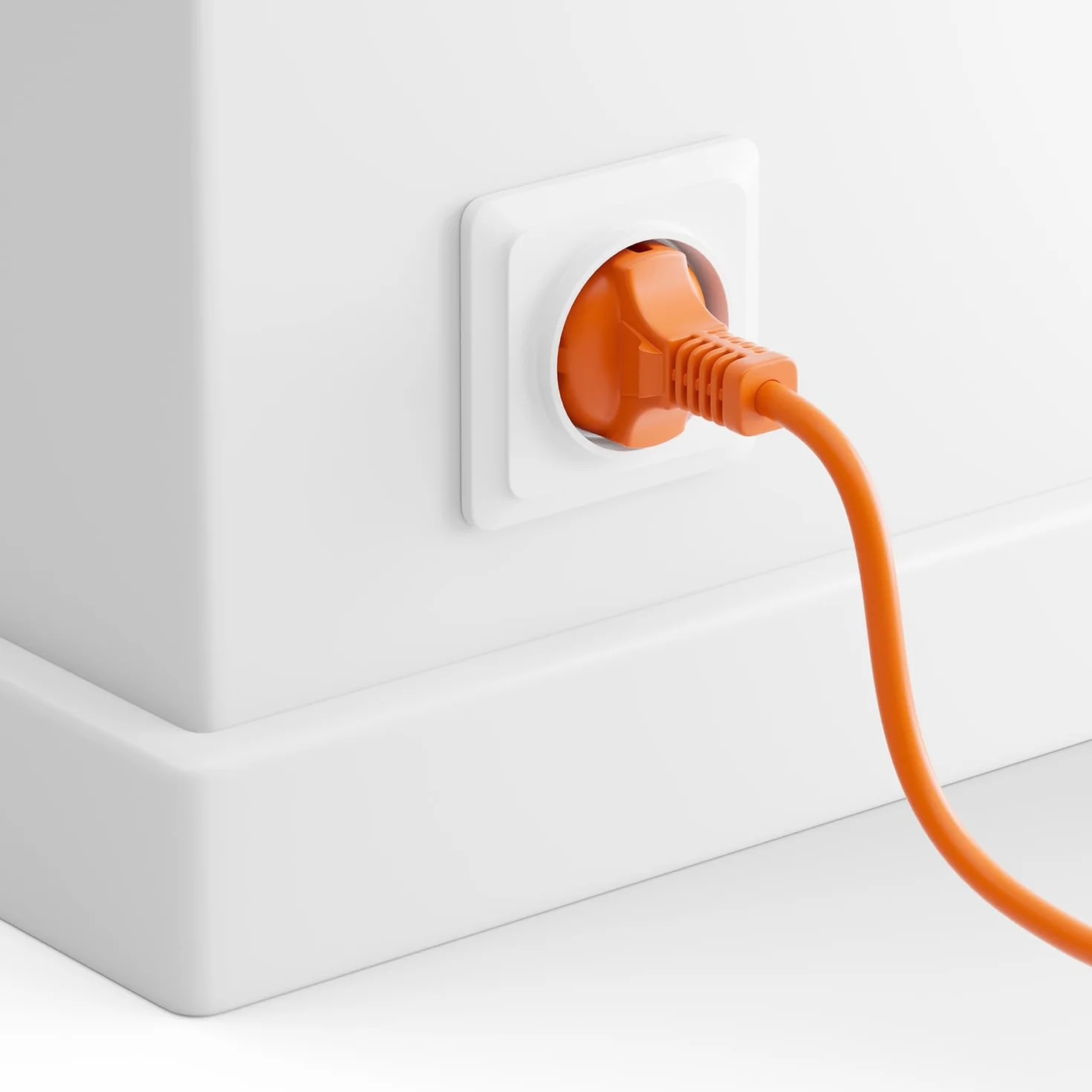 deleyCON 3,0m Kabel Przedłużający Zasilający, Wtyczka z Bolcem Typ F (CEE 7/7) na Gniazdo (CEE 7/3), Ochrona Przed Dotykiem, TV PC Komputer Projektor - Pomarańczowy
