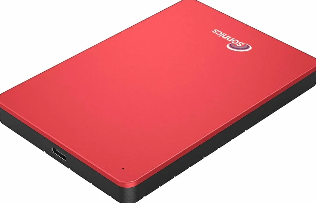 Sonnics 500GB Type C USB 3.1 Zewnętrzne Przenośny Dysk Twardy dla Okna PC, Mac, Smart TV, XBOX ONE/Seria X & PS4 /PS5, Czerwony