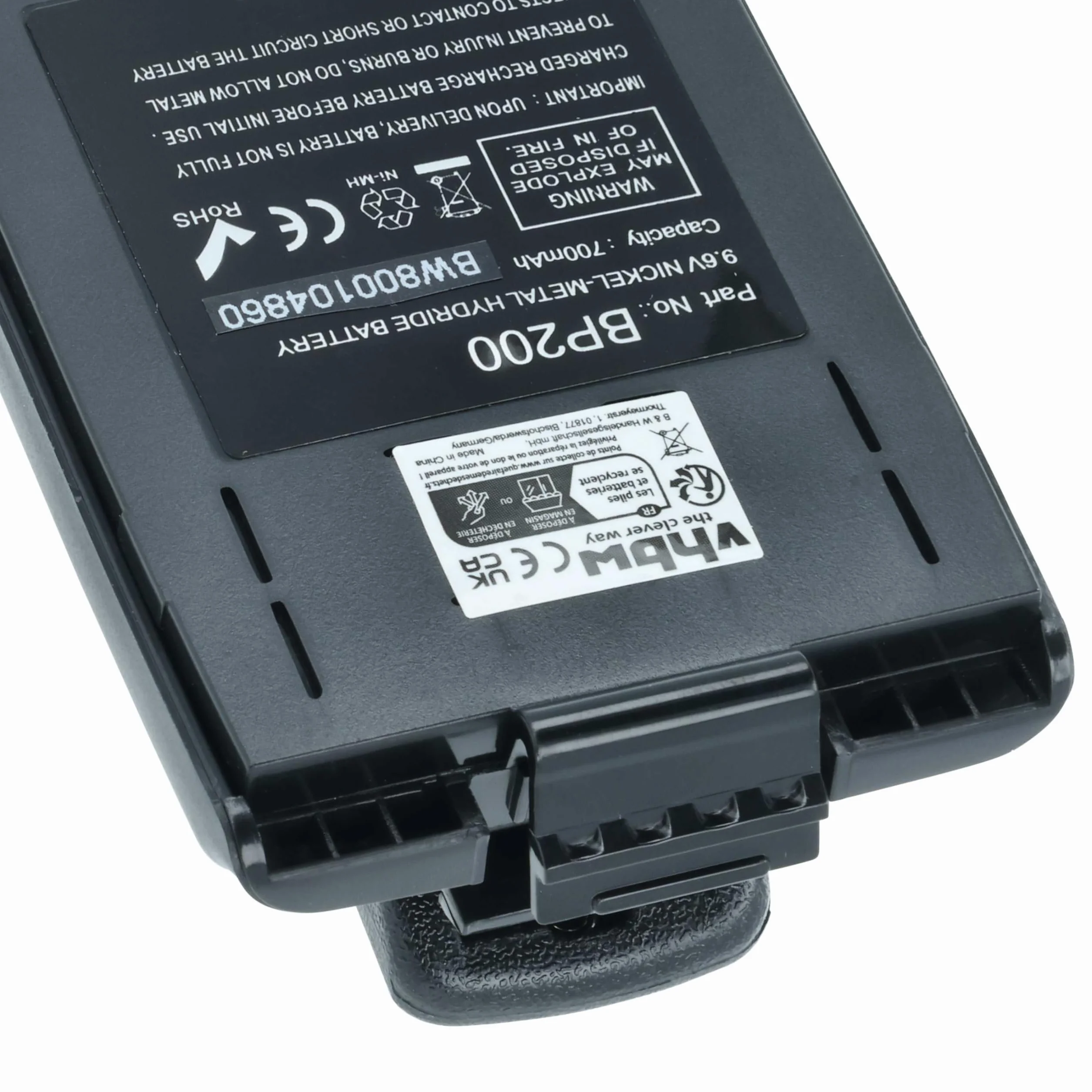 vhbw Zamiennik baterii Icom BP-200 750mAh 9,6V NiMH + klips