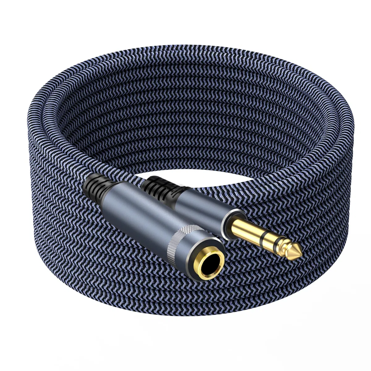 Przedłużacz 1/10.2 cm, 15 m, męski na żeński kabel do słuchawek stereo, kabel do gitary miedziany, pozłacane złącza, nieplączący się, kompatybilny z konsolą miksującą, głośnikiem