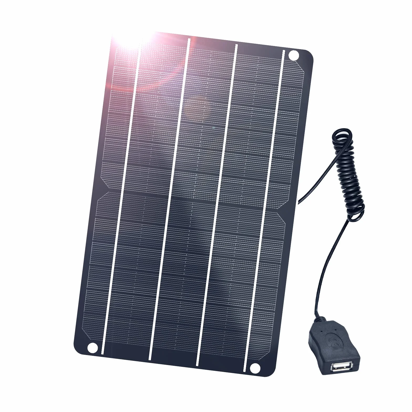 FlexSolar Panel słoneczny USB, przenośna ładowarka solarna 6 W, 5 V, monokrystaliczna wodoodporna, do telefonu komórkowego, powerbanku, wentylatorów, kamer bezpieczeństwa, wędkowania, biwakowania