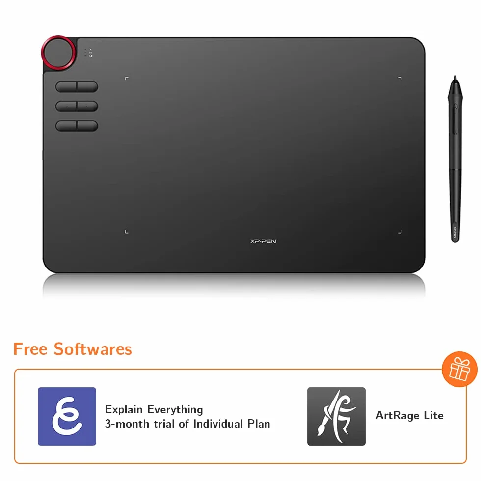 XP-Pen Deco 03 Graficzny Rysunek Tablet z pasywnym ołówkiem bez baterii i klawiszy dotykowych (poziomy ciśnienia 8192) Jest wyposażony w najnowsze oprogramowanie ArtRage Lite