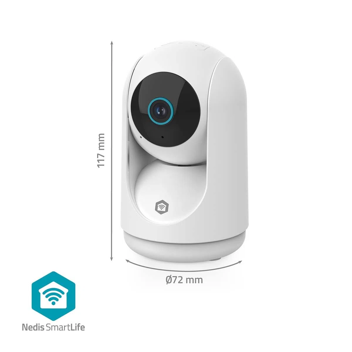 NEDIS Inteligentna kamera wewnętrzna Wi-Fi Pan Tilt, 3 MP Full HD 1296p, noktowizor, wykrywanie ruchu i wykrywanie ludzi, strefy konfigurowalne, dwukierunkowe audio, przechowywanie w chmurze lub