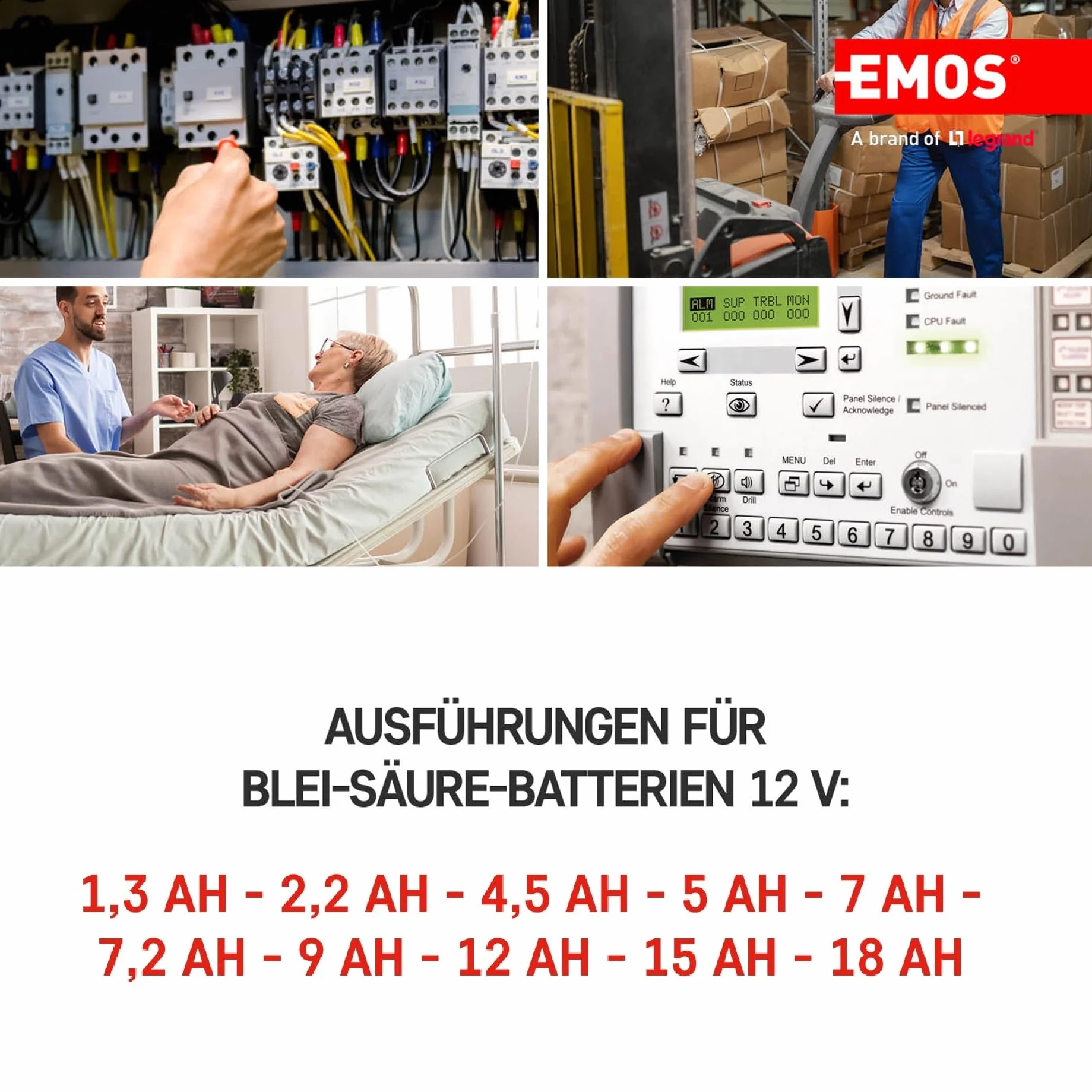 Emos bezobsługowy akumulator ołowiowy (12 V, 7,2 Ah Faston 6,3 mm, 1 sztuka, b9674
