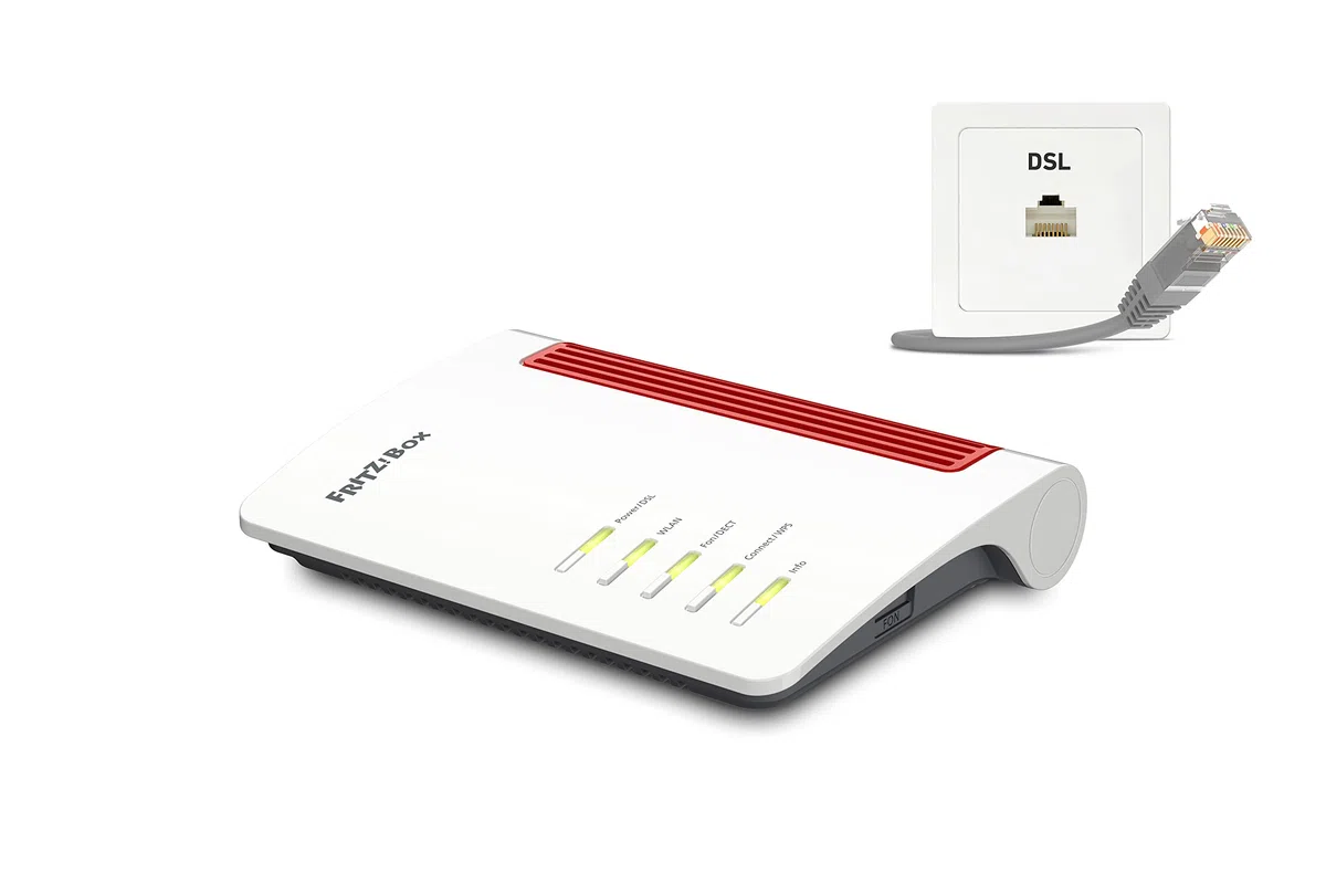 AVM FRITZ!Box 7530 AX międzynarodowy (Wi-Fi 6 Router, 1.800 Mb/s (5 GHz) i 600 Mb/s (2,4 GHz), do 300 Mb/s z supervectoring 35b, System Wi-Fi Mesh, Baza DECT, Serwer multimediów)