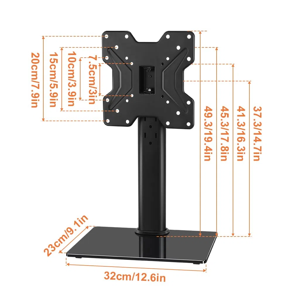 VGOSITE forUniversal TV Stand Base for 13 inch to 43 inch LED TV Table Top TV Mount Stand with Swivel Height Adjustable Hold up 77LBs