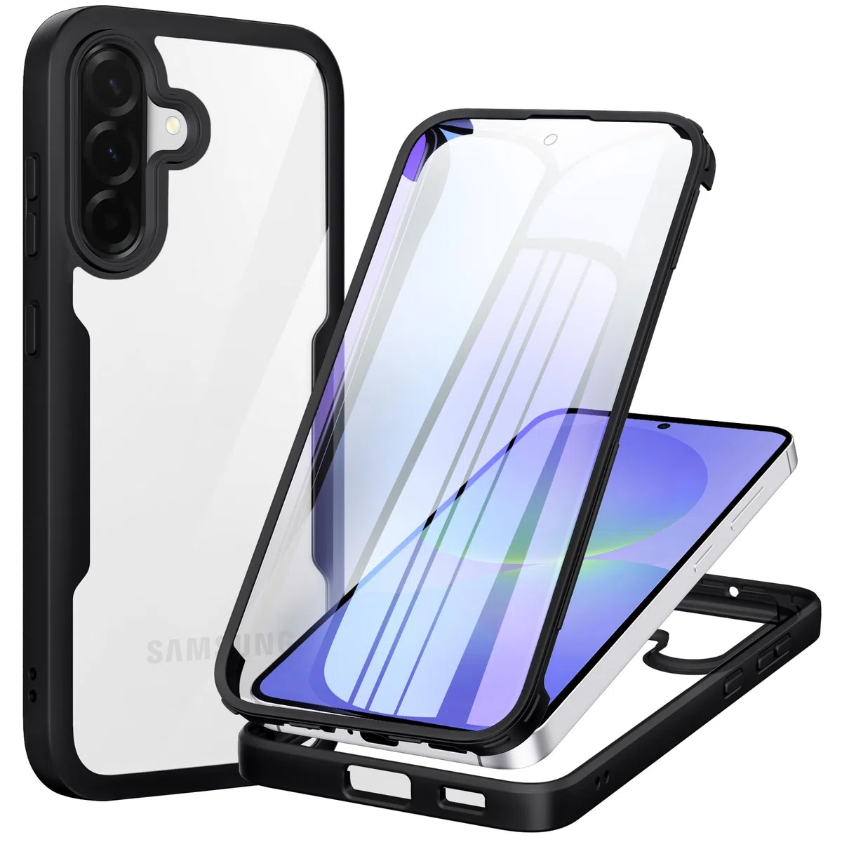 Phoona Etui do Samsung Galaxy A36 5G / A56 5G z przezroczystą folią ochronną, odporne na wstrząsy silikonowe etui 360 stopni pełna ochrona, odporna na zarysowania wytrzymała obudowa do Samsung A36