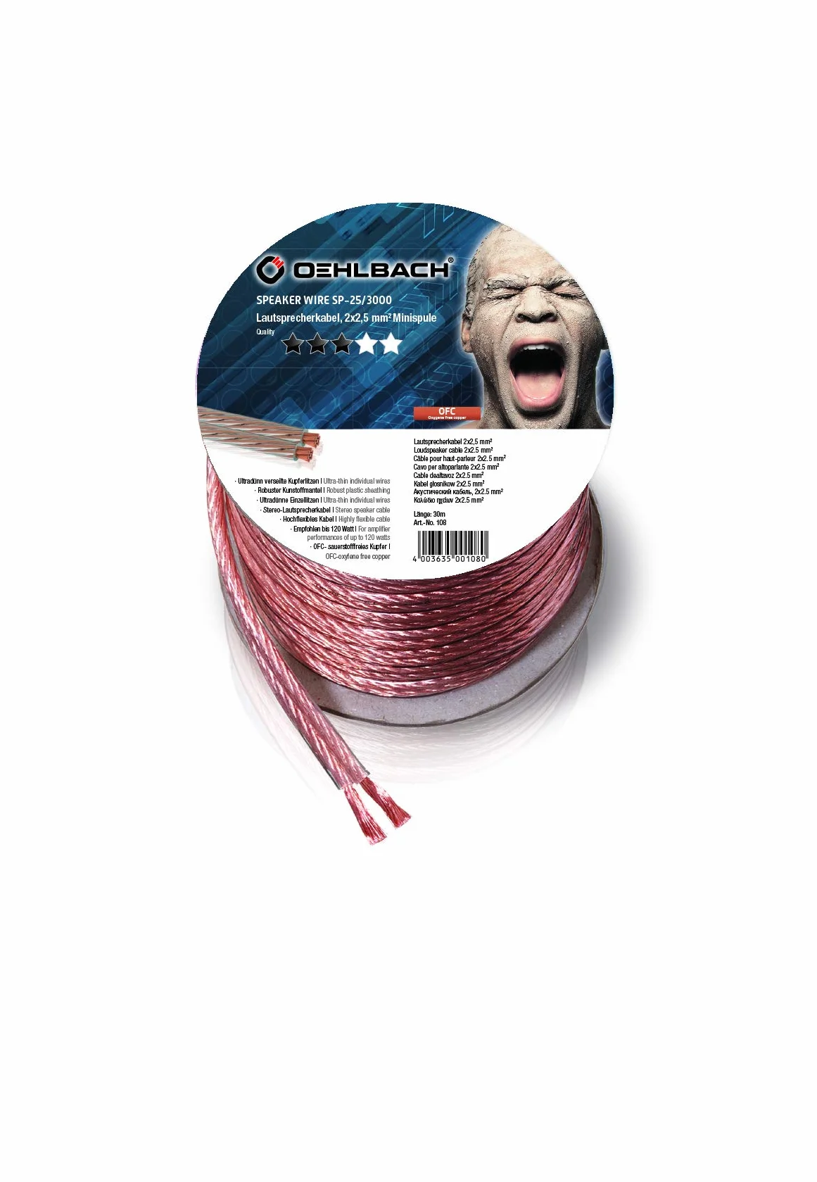 Oehlbach 102 Kabel do Głośników, Przezroczysty, 10m