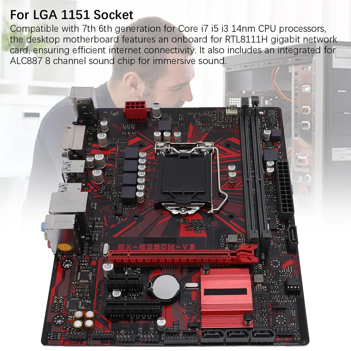B250M V3 Desktop Płyta Główna, Płyta Główna Pulpitu Gier, Obsługa 2 Kanałowa DDR4 2400MHz PCI E 3.0, dla Procesora Procesora I7 I5 I3 14nm