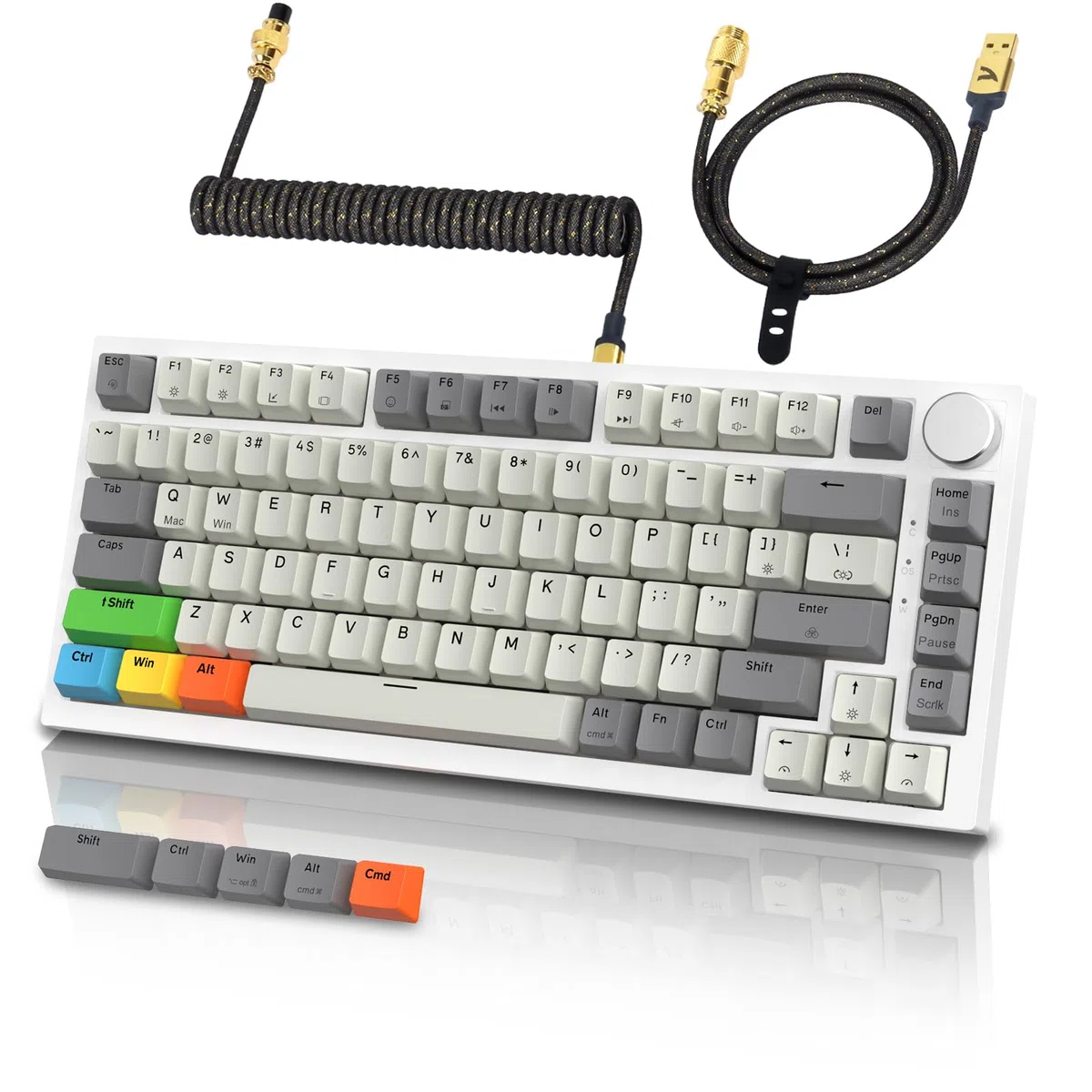 ATTACK SHARK K85 mechaniczna klawiatura do gier z kablem spiralnym, szybki wyzwalacz, konfigurowalna aktywacja, przełącznik magnetyczny, klawiatura mechaniczna RGB, obsługa DKS/MT/TGL, guziki, PC/MAC