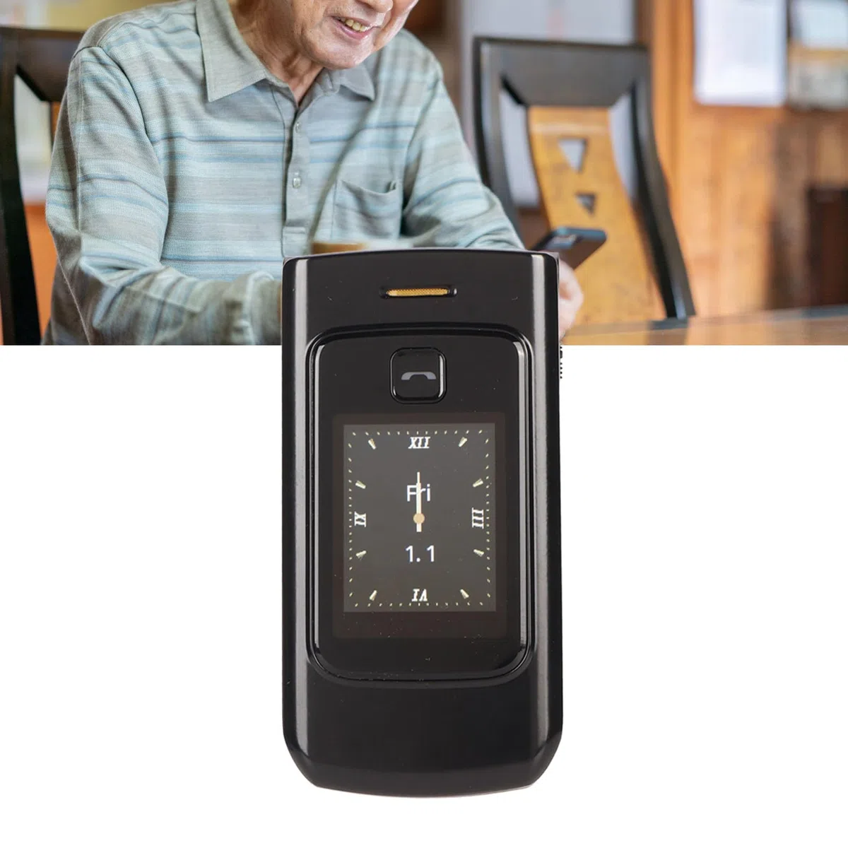 Telefon z klapką na Dwie Karty, Bateria 4800 MAh, Kolorowy Ekran Zewnętrzny o Przekątnej 1,77 Cala, Telefon z klapką dla Seniorów 4G, Pozycjonowanie GPS, kompatybilność z szeroką