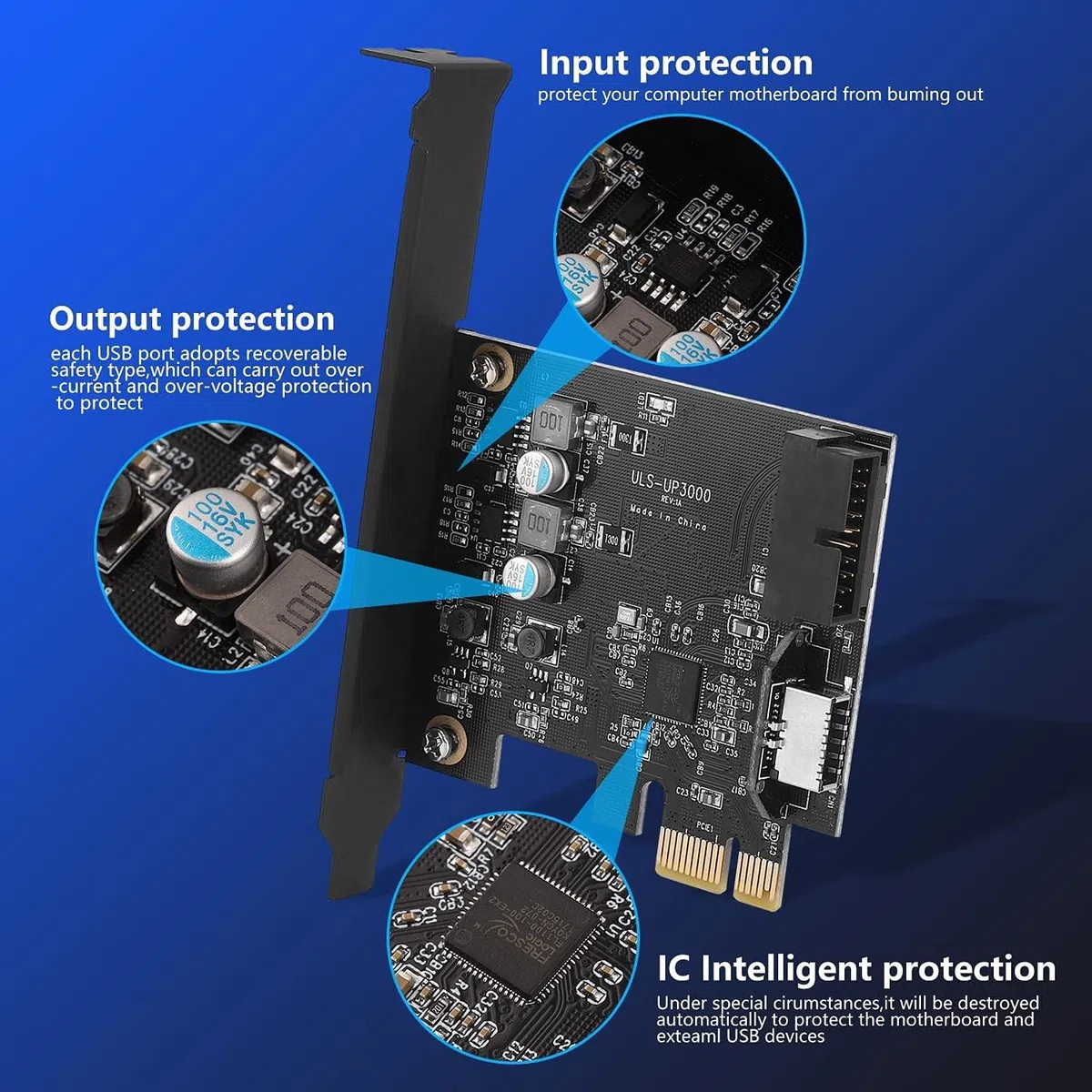 SINEFINE PCIe x1 na 19-pinowy nagłówek USB 3.0 i karta typu E (klucz A), adapter na panel przedni USB, 1 panel przedni USB A, 1 panel przedni USB C, USB 3.0 5 Gpbs dla Windows MacOS Linux