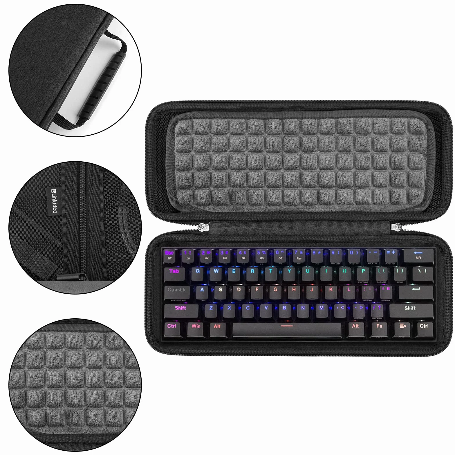 Etui podróżne na klawiaturę 60% 61-klawiszowa, torba ochronna do przechowywania, kompatybilna z Razer Huntsman