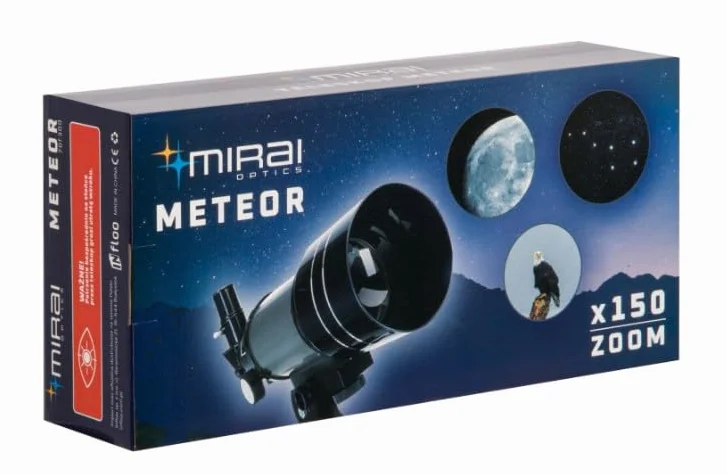 TELESKOP EDUKACYJNY MIRAI OPTICS METEOR F30070M z adapterem do smartfona | Zestaw z filtrami słonecznym i księżycowym | Powiększenie do x150 (Meteor)