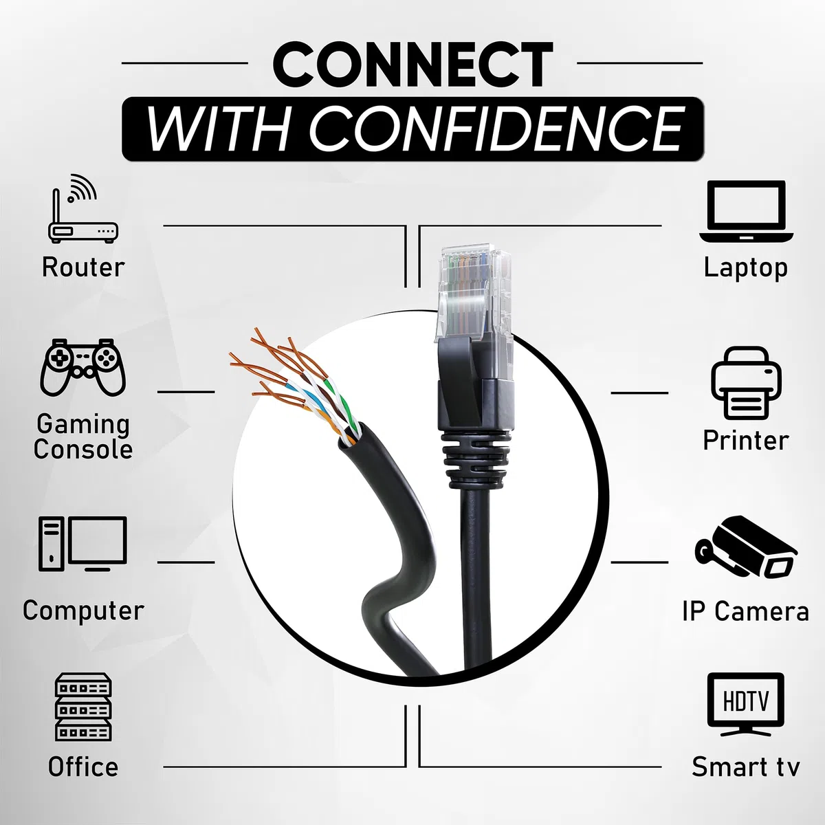 Mr. Tronic Ethernet kabel sieciowy | kabel do instalacji danych | kabel instalacyjny | kabel instalacyjny | CAT5E, AWG24, CCA, UTP, RJ45 | kabel LAN Gigabit do sieci internetowych (100 Metrów, Czarny)
