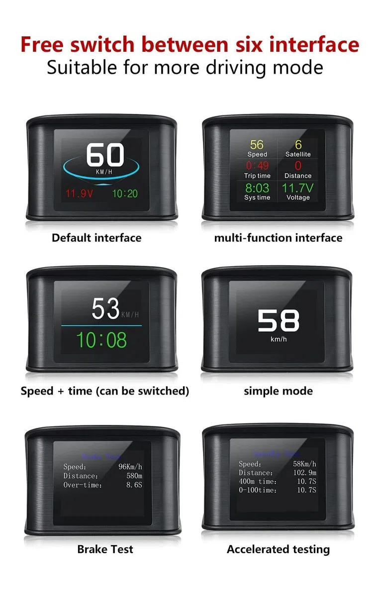 Lttrbx. T600 uniwersalny samochodowy wyświetlacz HUD Head Up, cyfrowy prędkościomierz GPS z testem przyspieszenia, test hamulca, alarm przekroczenia prędkości, wyświetlacz TFT LCD do wszystkich