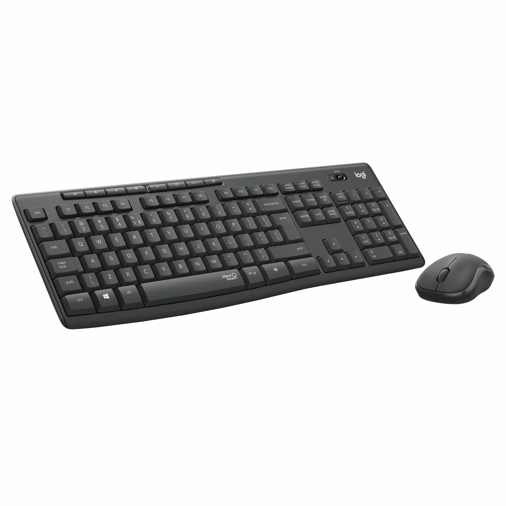 Logitech MK295 Silent, zestaw myszy i klawiatury bezprzewodowej, SilentTouch, QWERTY US Intl - Szary