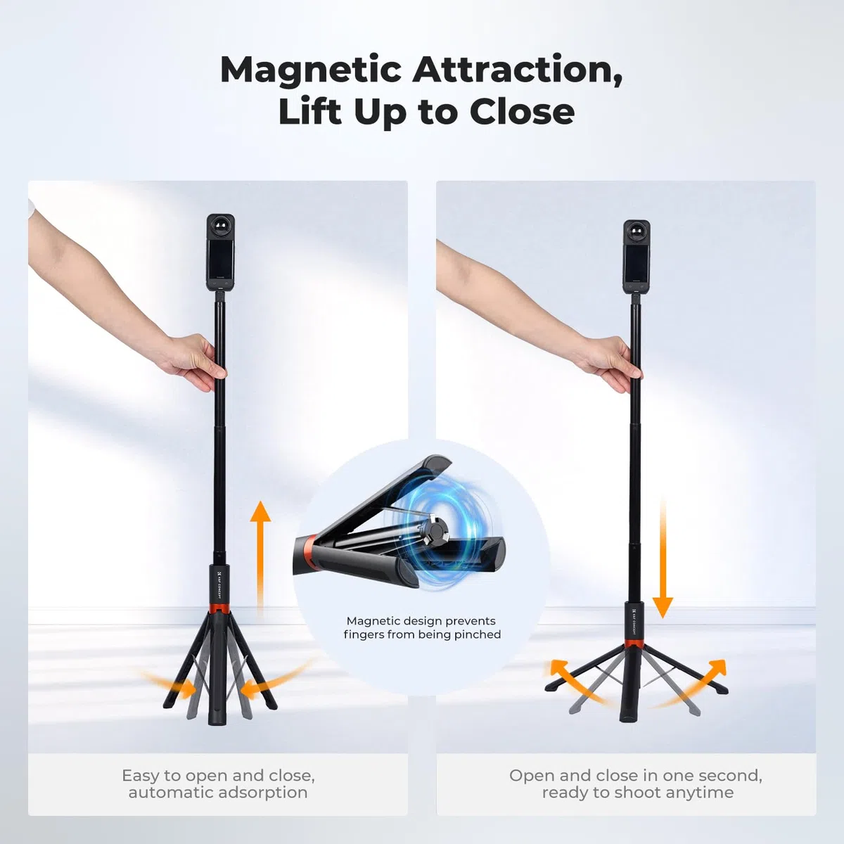 K&F CONCEPT Kijek do selfie 168 cm, statyw 2 w 1 ze śrubą 1/4"