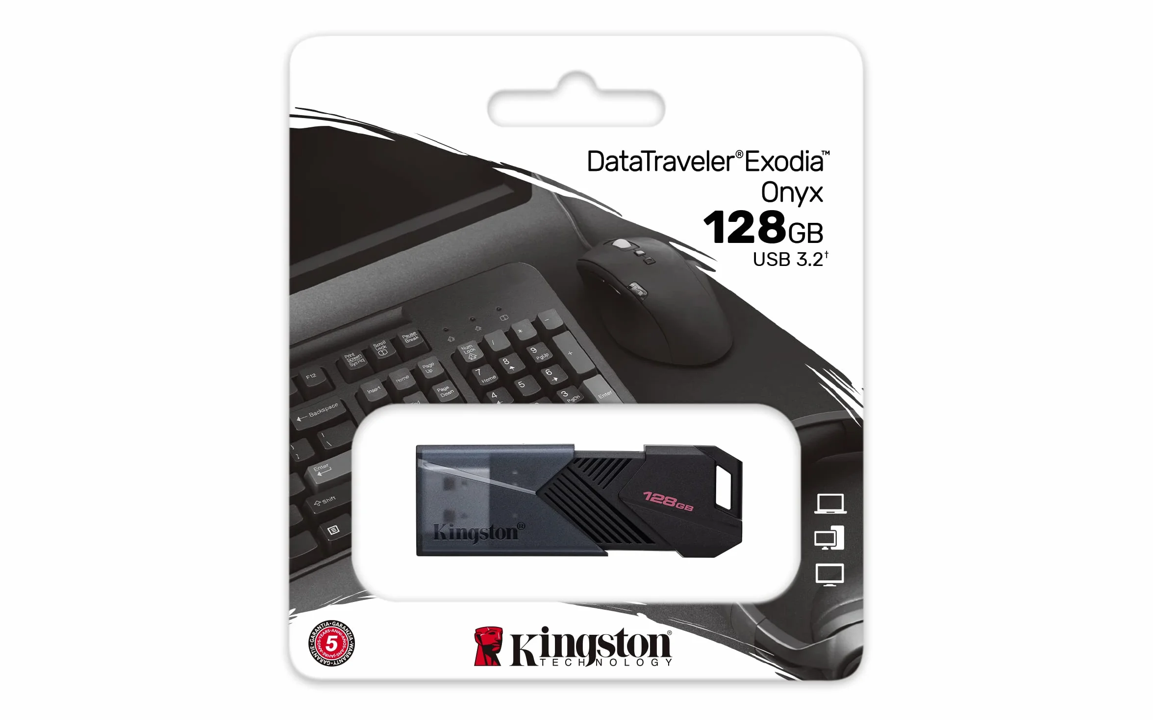 Kingston DataTraveler Exodia Onyx DTXON/128GB pamięć flash 3.2 Gen 1 - z elegancką ruchomą nasadką