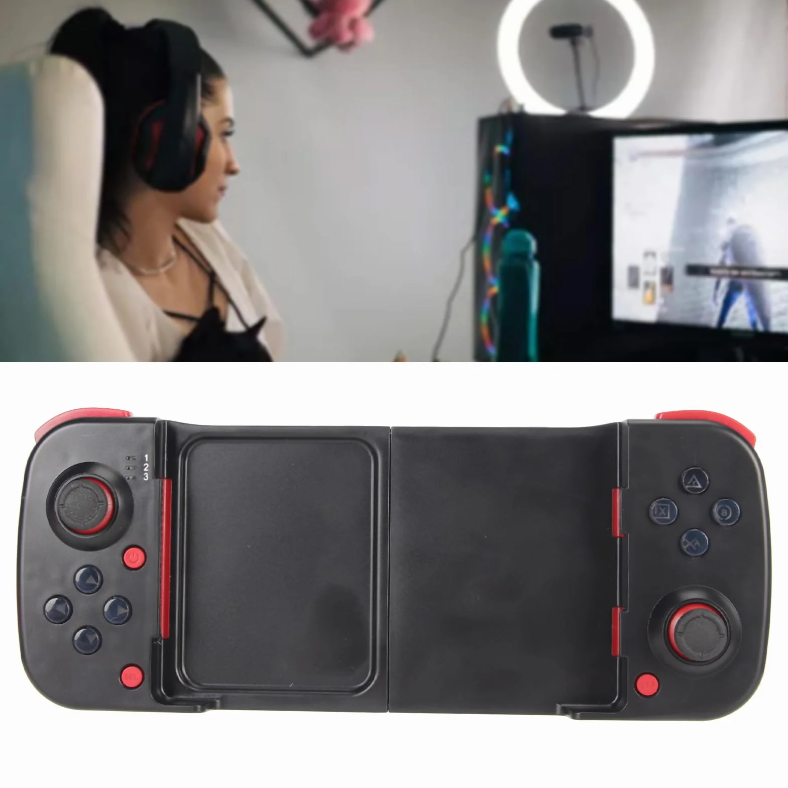 Mobilny Kontroler do Gier na Telefon z Systemem Android USB C, Bezprzewodowy Gamepad Bluetooth, Uchwyt Kontrolera Telefonu o Niskim Opóźnieniu, Plug and Play E Sports Gamepad