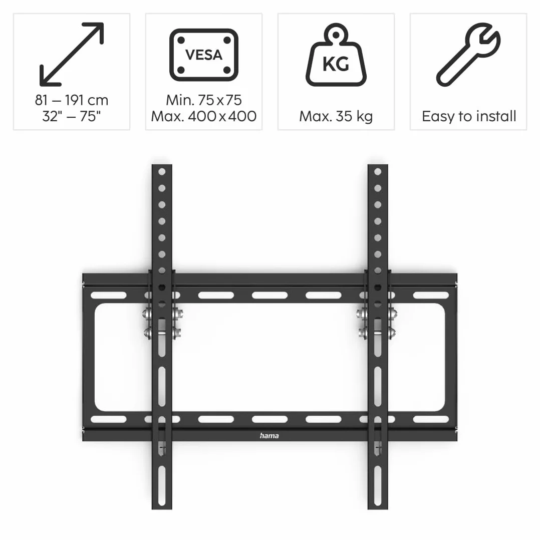 Hama Uchwyt ścienny na telewizor VESA 400x400 35 kg czarny