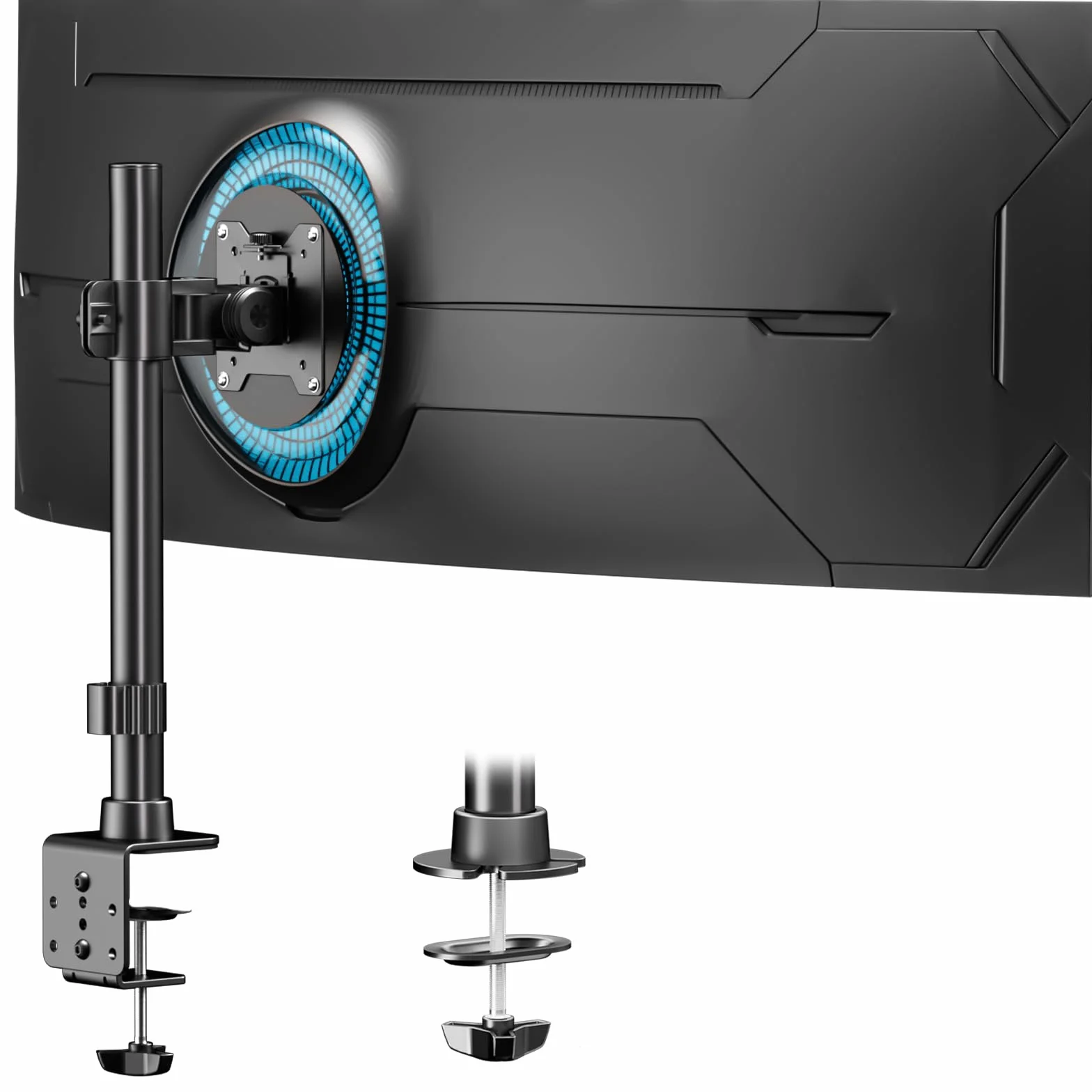 Pojedyncze Ramię Monitora 17-49 Cali Ciężki Uchwyt Biurkowy 20 kg Regulowany VESA 75/100 mm Czarny