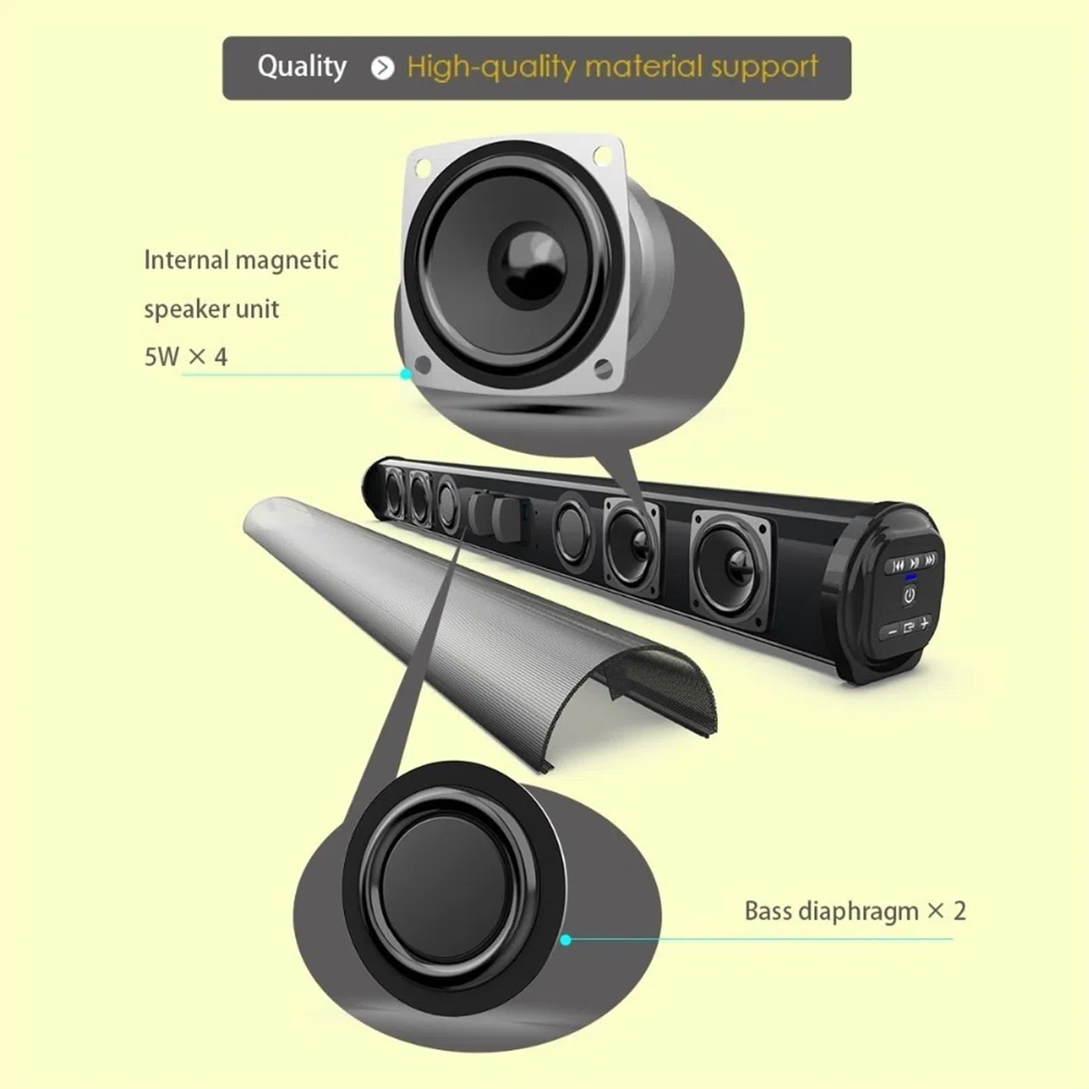 Głośnik komputerowy Przenośna kolumna bezprzewodowa Soundbar Głośnik kompatybilny z Bluetooth Potężny dźwięk muzyki 3D Bar kino domowe aux 3,5 mm TF do głośników biurkowych