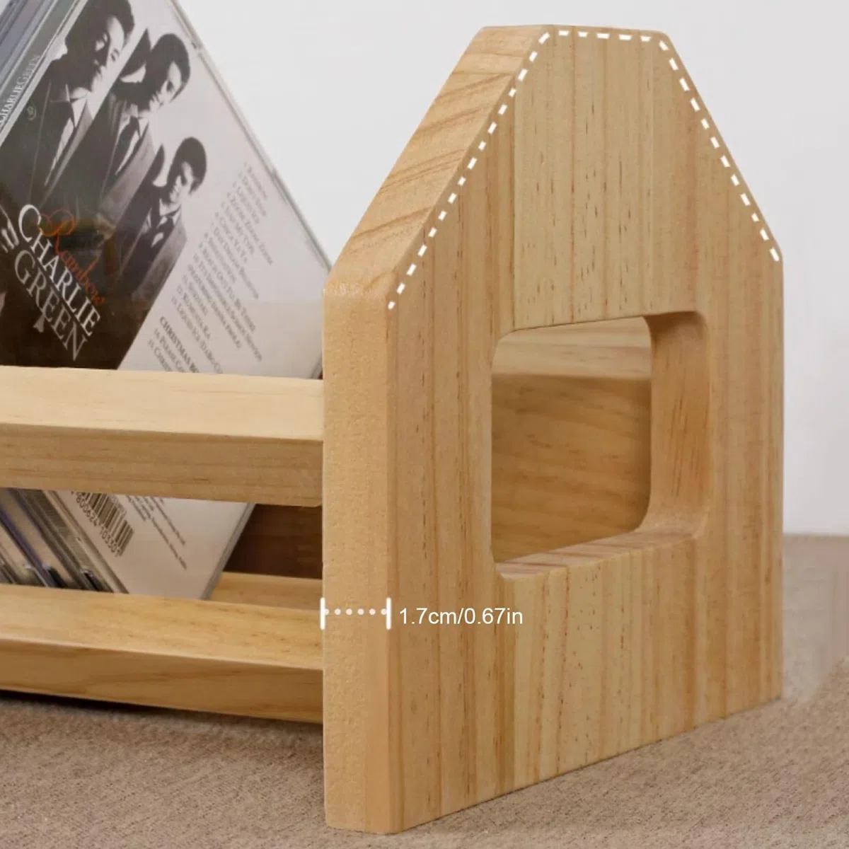 Stojak na płyty CD z naturalnej sosny, 43 x 19 cm x 17 cm, wyświetlacz do przechowywania dysków DVD i gier, etui na klejnoty, nie wymaga montażu, idealny do kolekcji muzyki i filmów