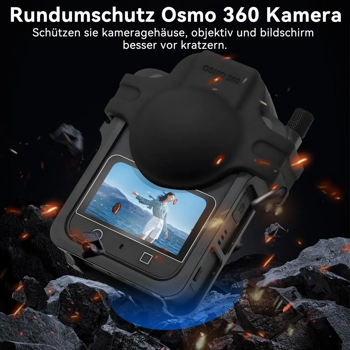 Osmo 360 Metal Klatka Fotograficzna Akcesorium 3 w 1 z Silikonową Osłoną Obiektywu Ochraniaczem Ekranu Metalową Ramą Rozszerzającą Klatkę do DJI Osmo 360 Kamery do Akcesoriów
