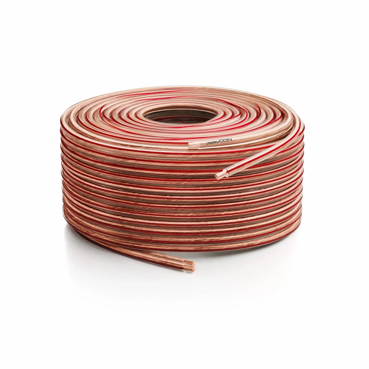 DeleyCON 10m Kabel Głośnikowy 2x 2,5 mm² - Czysta Miedź OFC - Do Sprzętu Audio, Głośników HiFi i Surround - Oznaczenie Biegunowości - Przezroczysty