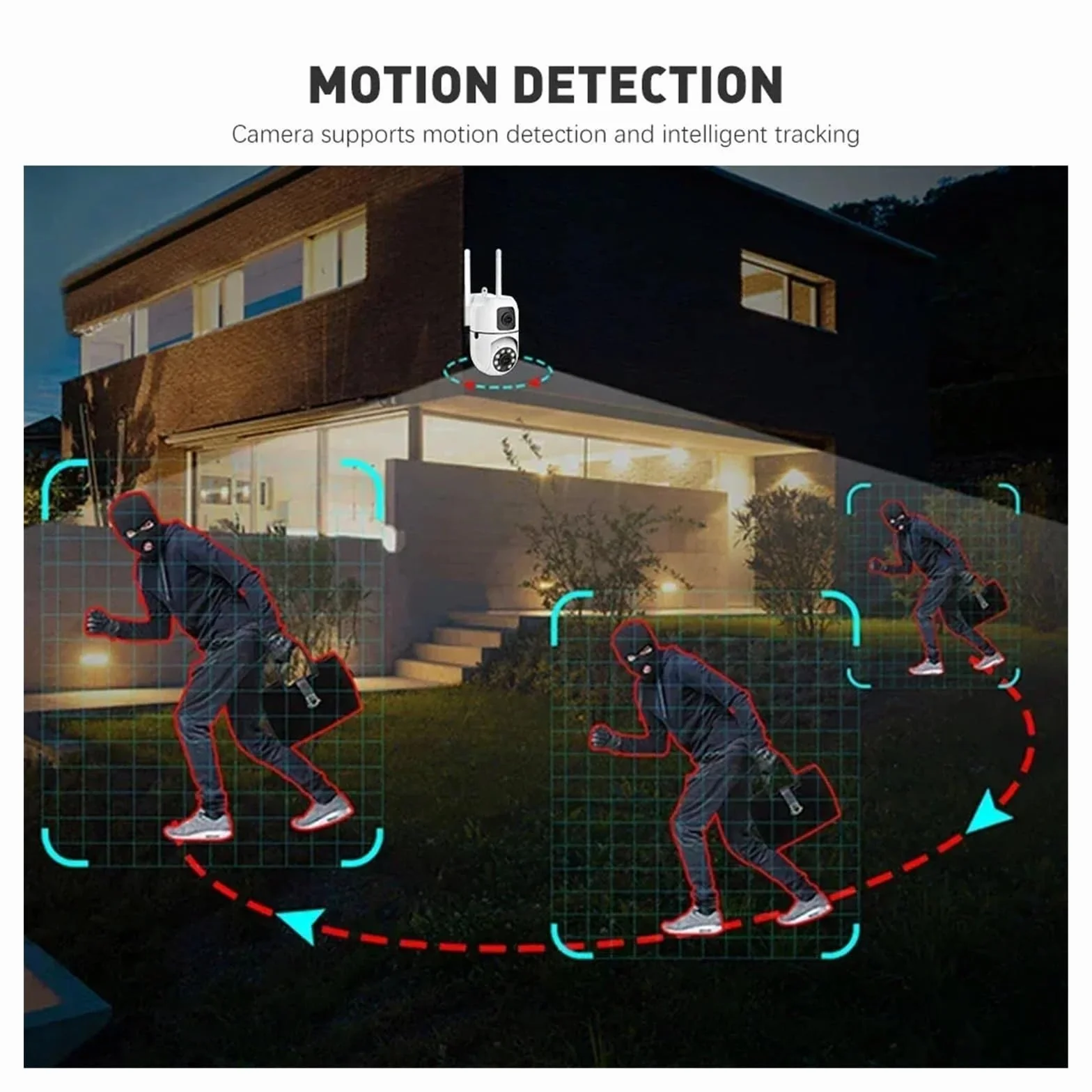 Kamera IP 4MP z podwójnym obiektywem WiFi Bezprzewodowa ochrona wewnętrzna Połączenie Bluetooth Kamery do monitoringu CCTV PTZ,Spokój ducha zawsze(4MP Add 128G SD)