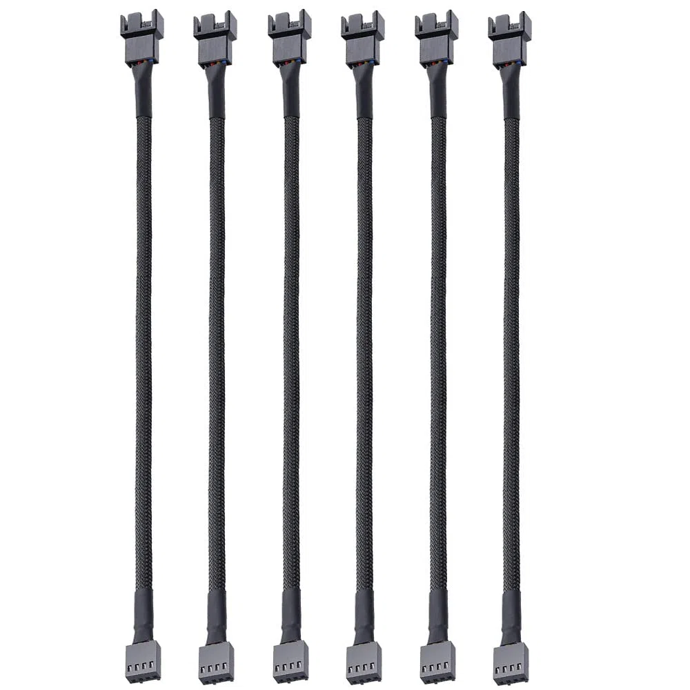 Gebildet 6 szt. 4pinowy PWM Przedłużacz Wentylatora Złącze kabla Zasilającego Obudowa Męska na Zeńska do Komputera (26 cm)
