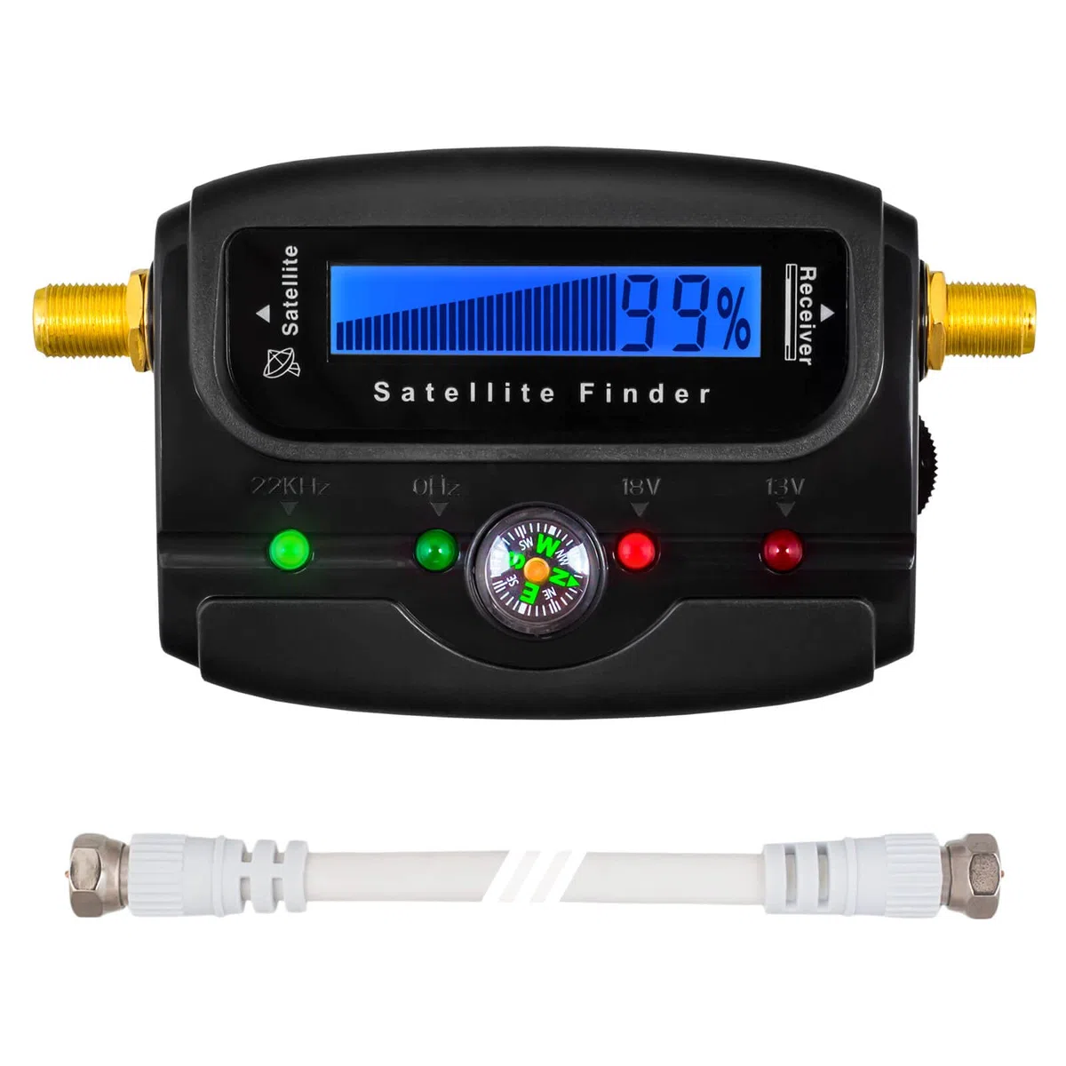 HB Digital SATFINDER z wyświetlaczem LCD kompas i dźwięk + kabel łączący F + instrukcja obsługi w języku niemieckim + pozłacane złącza * do regulacji anteny satelitarnej * z wyświetlaczem