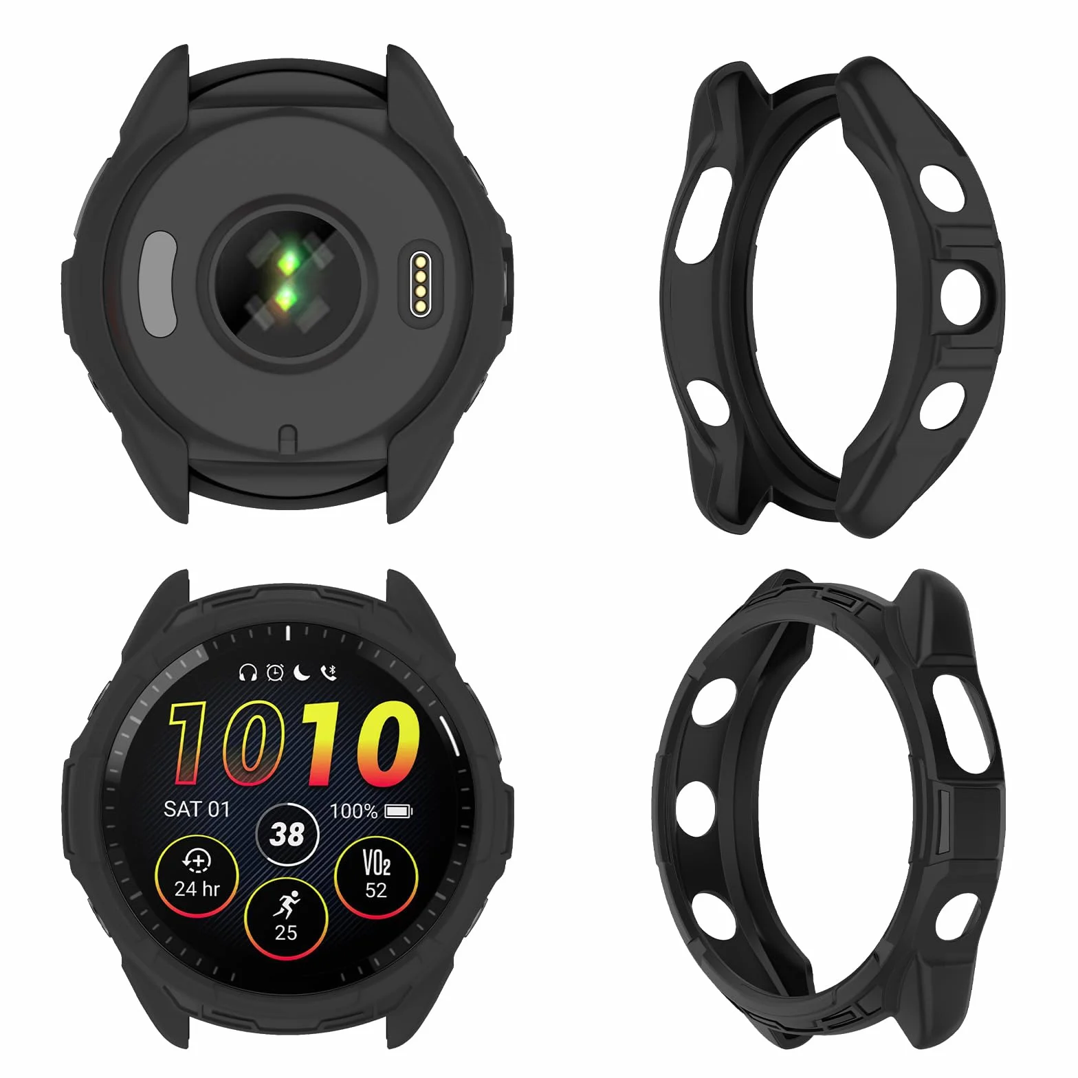 Cover Kompatybilny z Garmin Forerunner 265, Miękki elastyczny TPU Case,Trwałe etui kompatybilne z Garmin Forerunner 265 - czarny